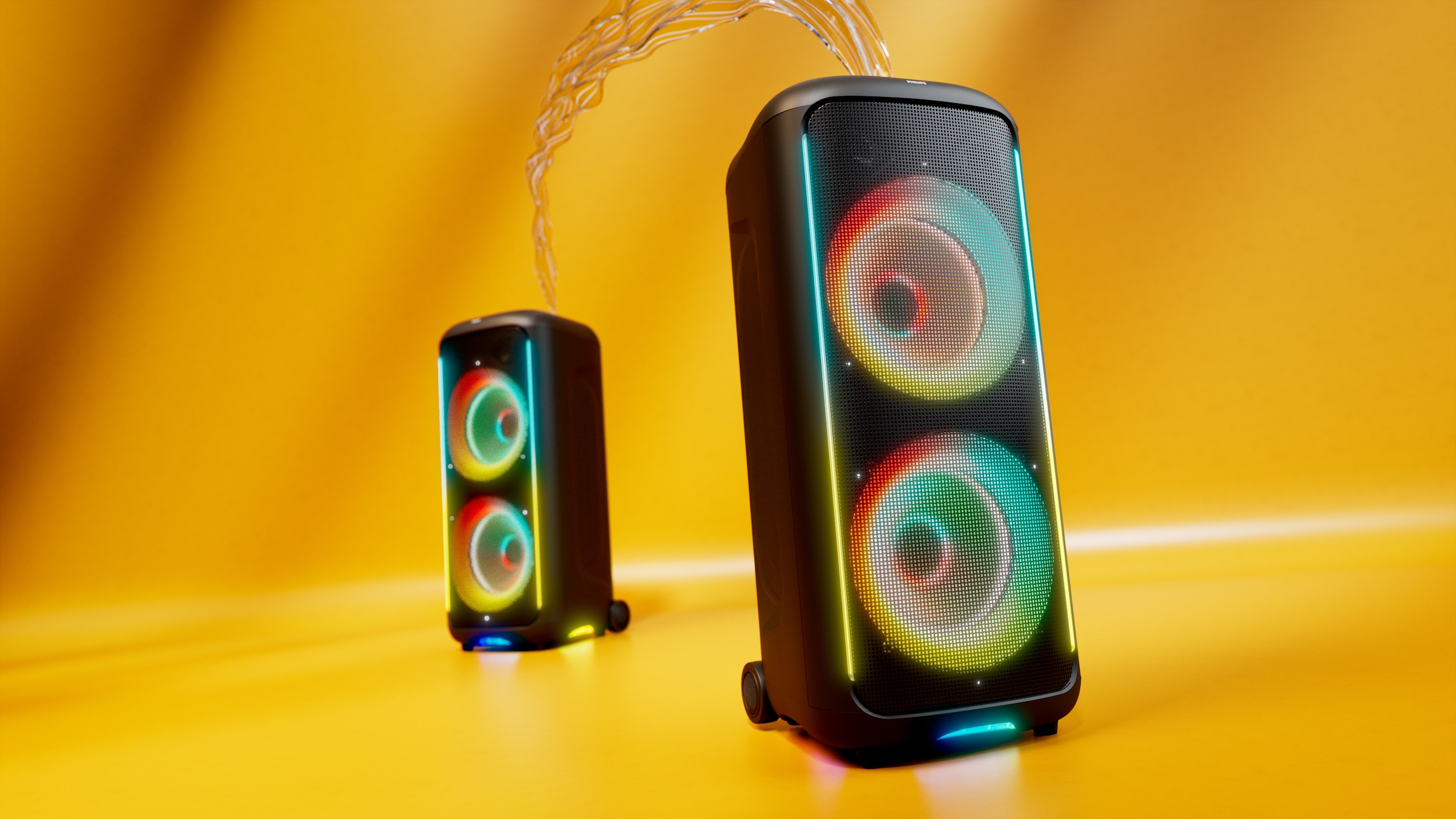 Philips Party-Lautsprecher »TAX5000E« Stereo (Bluetooth Bass- und Lautstärkeregelung | Beleuchtungseffekte | Extra Bass | Kabellos | Karaoke-fähig | Lautstärkeanpassung | Sprachsteuerung über das Smartphone | USB-Aufnahme 100 W)