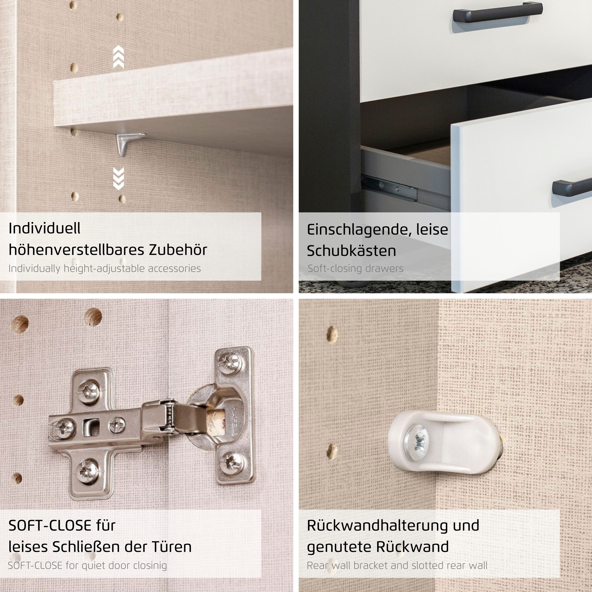 rauch Kleiderschrank »Kleiderschrank Schrank Garderobe Wäscheschrank Ankleide KREFELD« Breiten: 136/181 cm, Höhe: 199 cm,  farblich abgesetzte Spiegelumrandung, Griffstangen MADE IN GERMANY