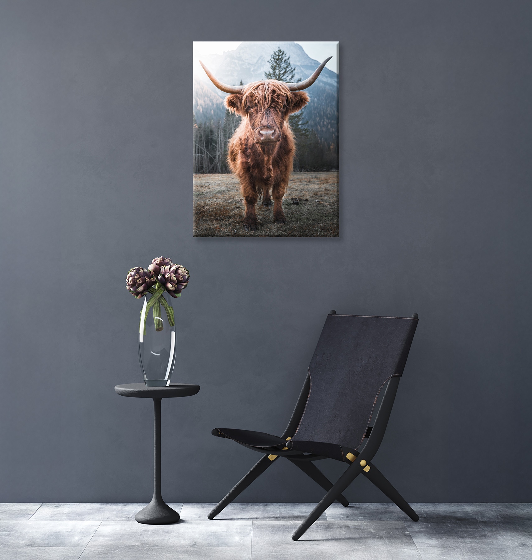 Bönninghoff Leinwandbild »Wandbild HOCHLANDRIND 46x61 cm – Leinwandbild Keilrahmen Deko modern« Hochlandrind | Kuh | Kuhbilder 1 Stk. tlg. auf Keilrahmen gespannt