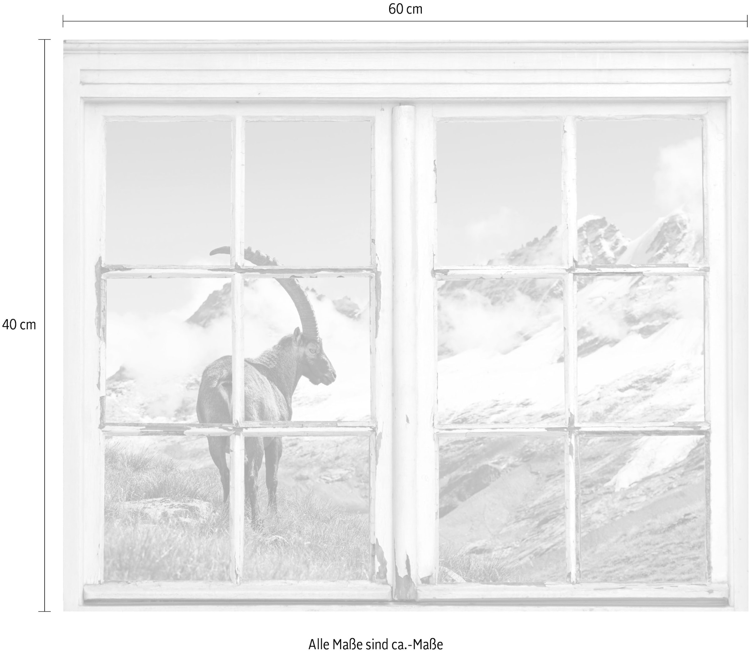 queence Wandsticker »Steinbock«, Wandsticker, Wandbild, selbstklebend, 3D, Fenster, Steinbock