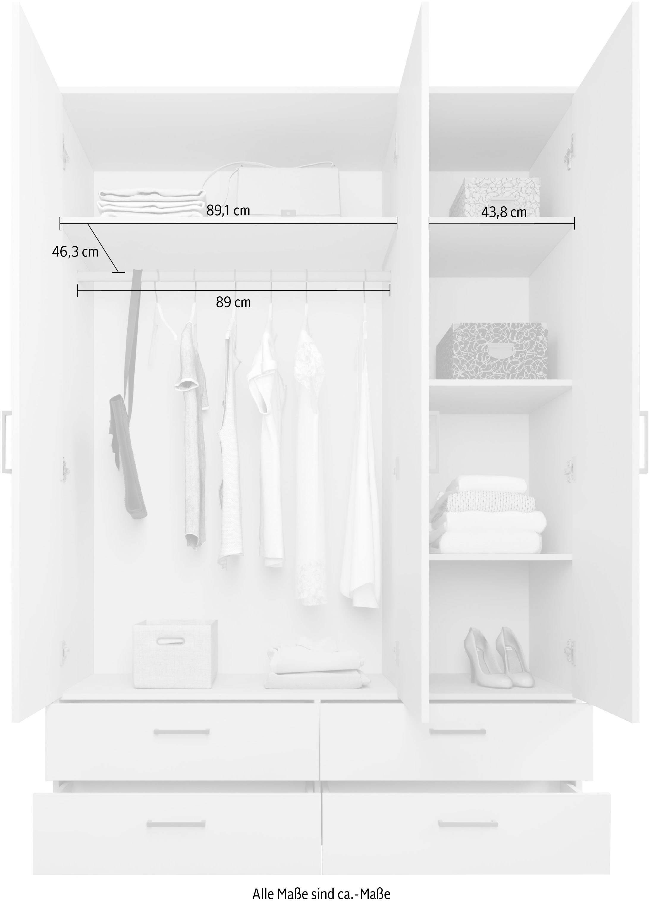 Schlafkontor Drehtürenschrank »Spazio«, weiss, Schlafzimmerschrank mit Spiegel
