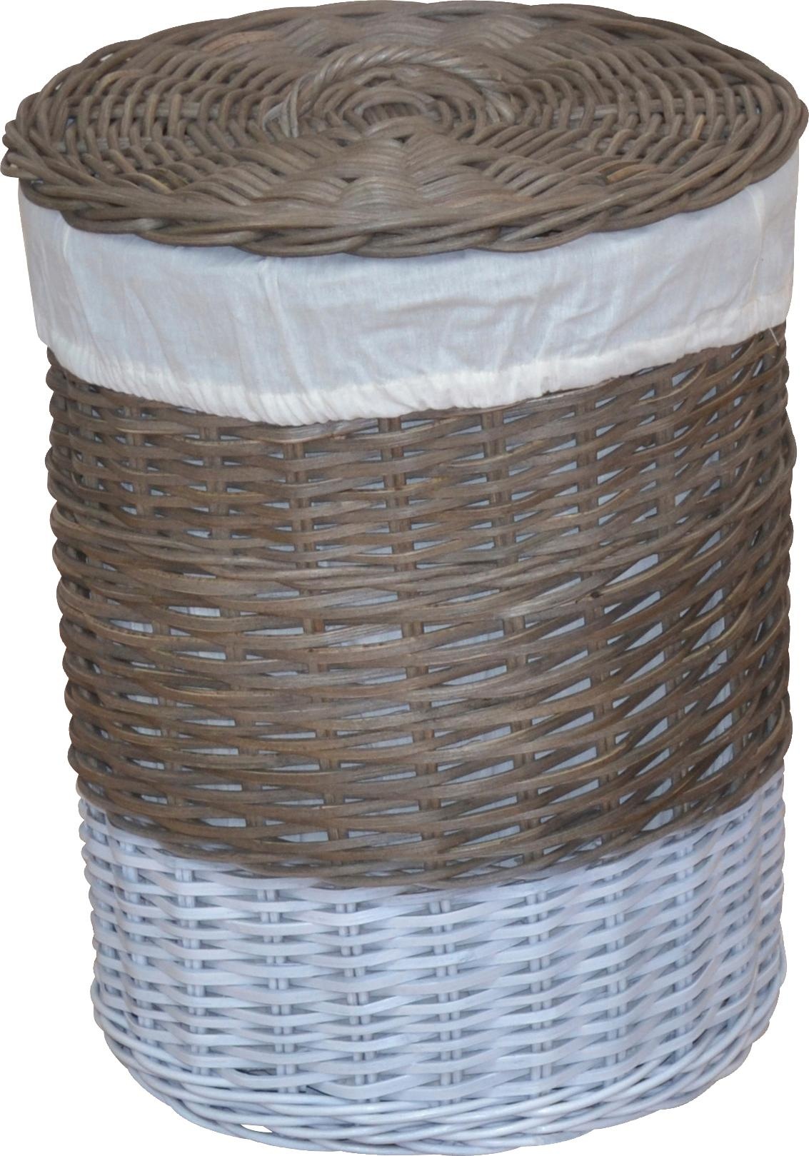 my home Wäschekorb "aus Rattan, Höhe ca. 51 cm + 60 cm" handgeflochten, mit abnehmbarem Deckel