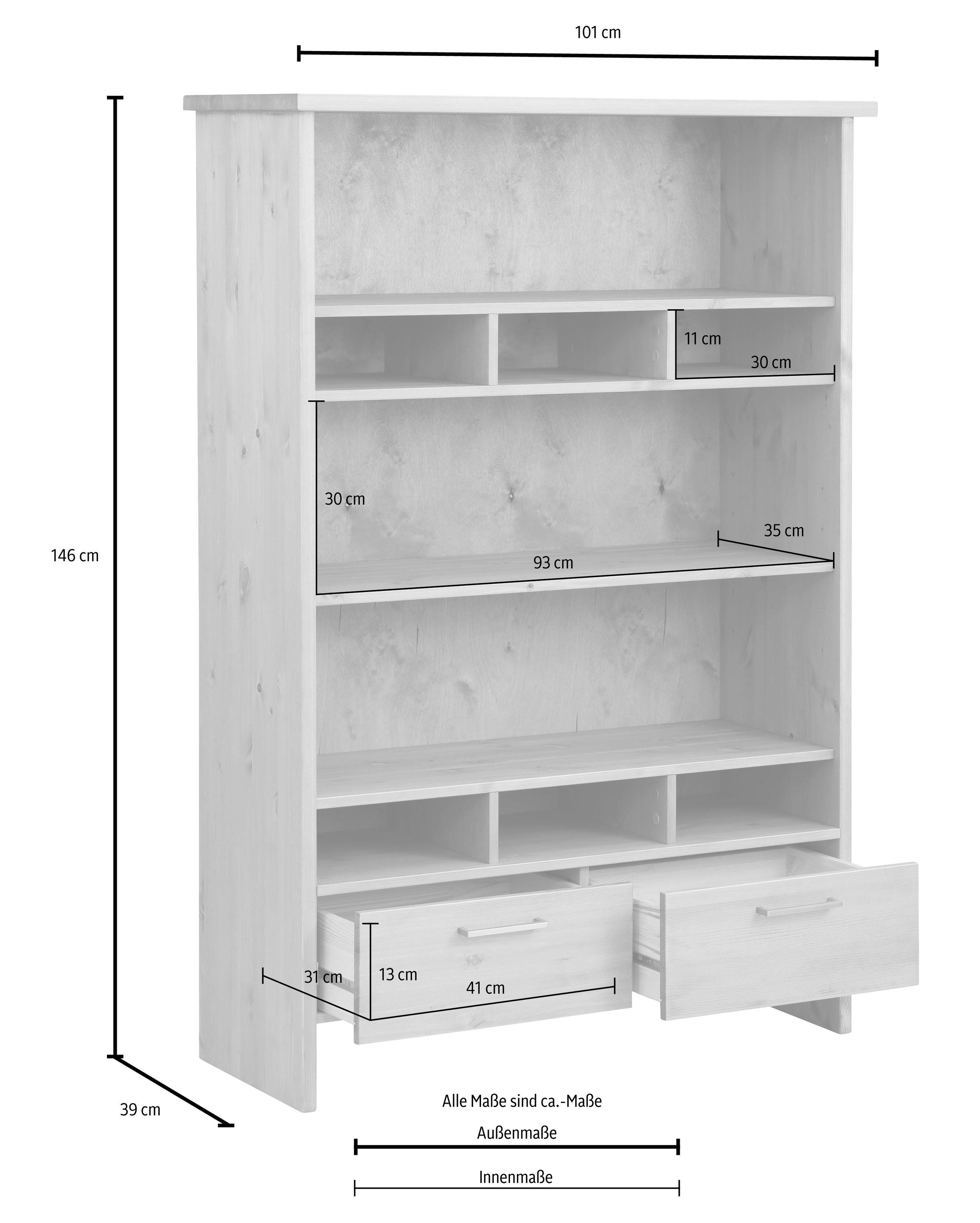 Home affaire Highboard »Ixo«, Stauraumschrank, Breite 101 cm, aus massiver Kiefer, FSC®