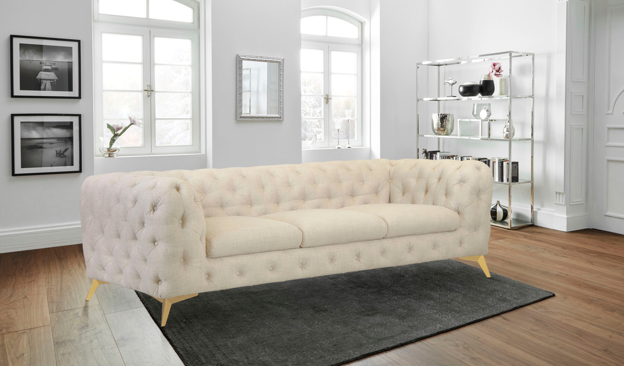 Home affaire Chesterfield-Sofa »Glynis« aufwändige Knopfheftung, moderne Chesterfield Optik, Fussfarbe wählbar