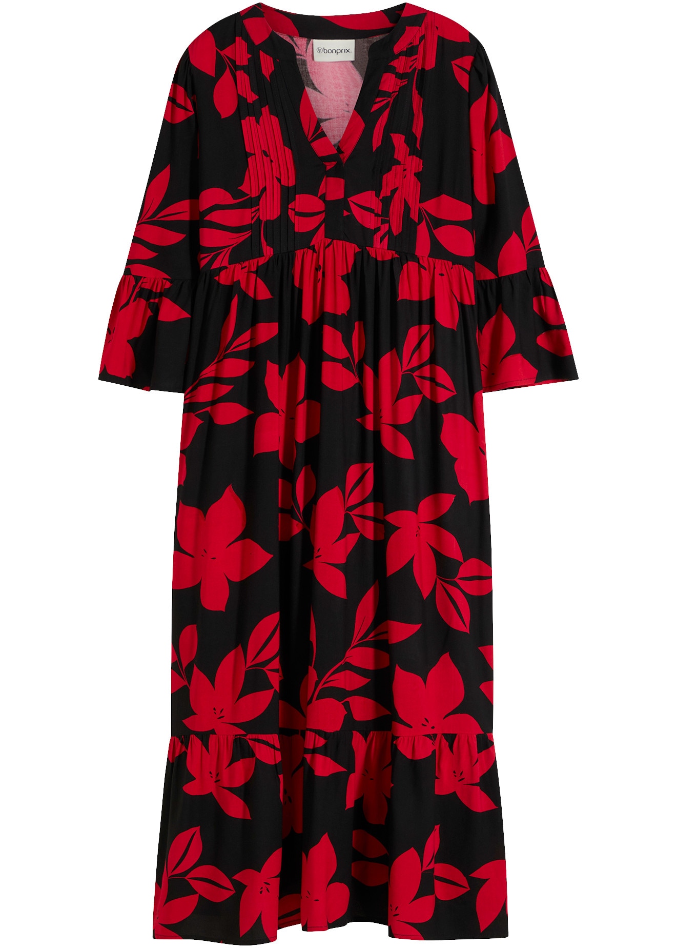 bonprix Maxikleid »Maxikleid aus fliessender Viskose« für modischen Auftritt, aus Viskose, A-Linie, 3/4-Ärmel
