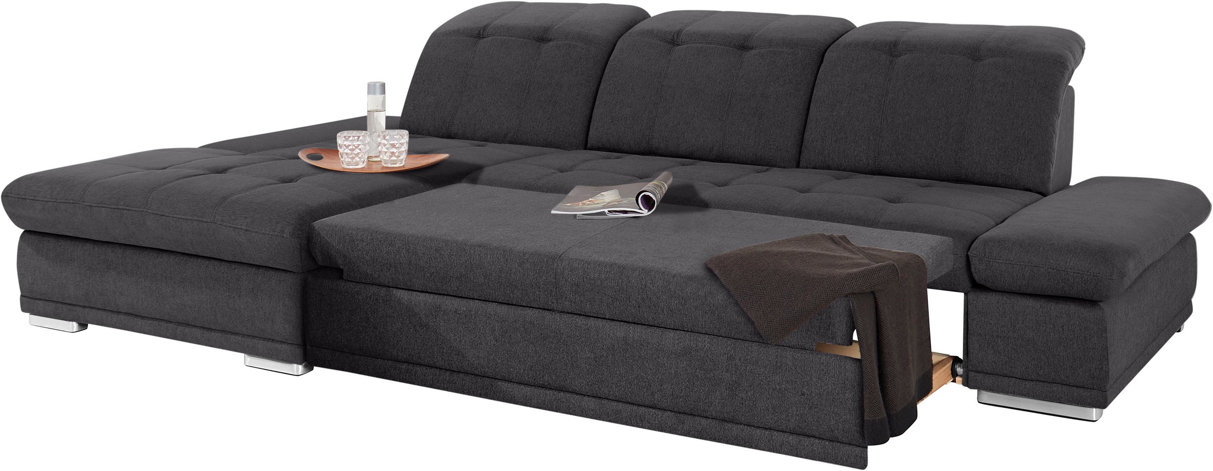 COTTA Ecksofa »Holiday L-Form mit Sitztiefen-, Armteil- und Kopfteilverstellung«, wahlweise mit Bettfunktion & Bettkasten