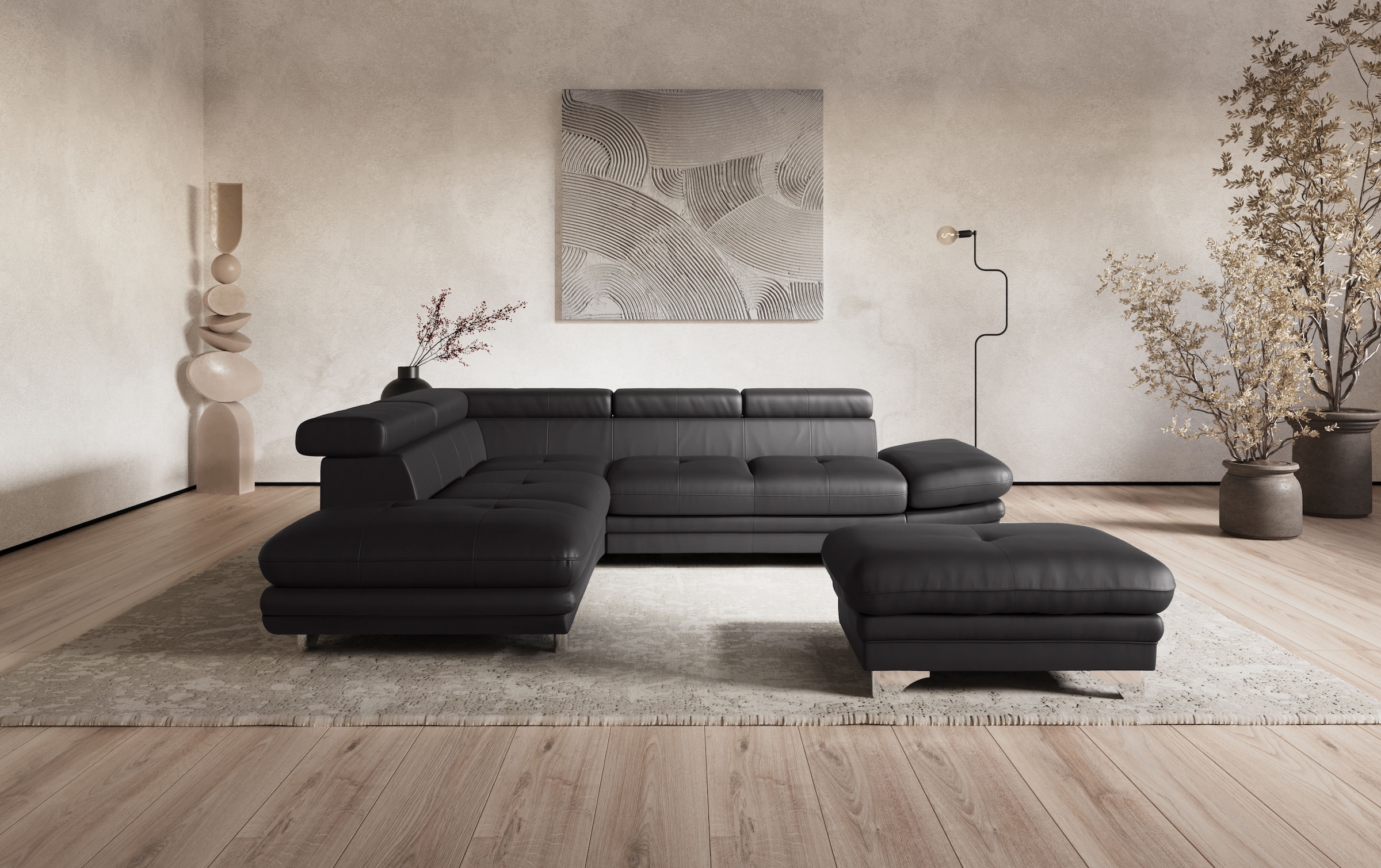 COTTA Ecksofa »Enterprise L-Form« mit Arm- & Kopfteilverstellung, wahlweise mit Bettfunktion