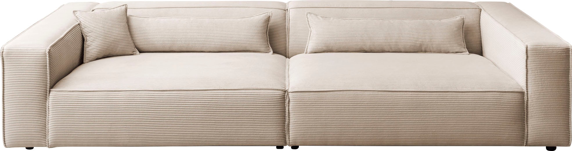 LeGer Home by Lena Gercke 3-Sitzer »PIARA, XXL Sofa mit Kedernaht, Big-Sofa in Cord oder Leinenoptik«, schwarze Füsse, bequemer Sitzkomfort, extra tiefe Sitzfläche