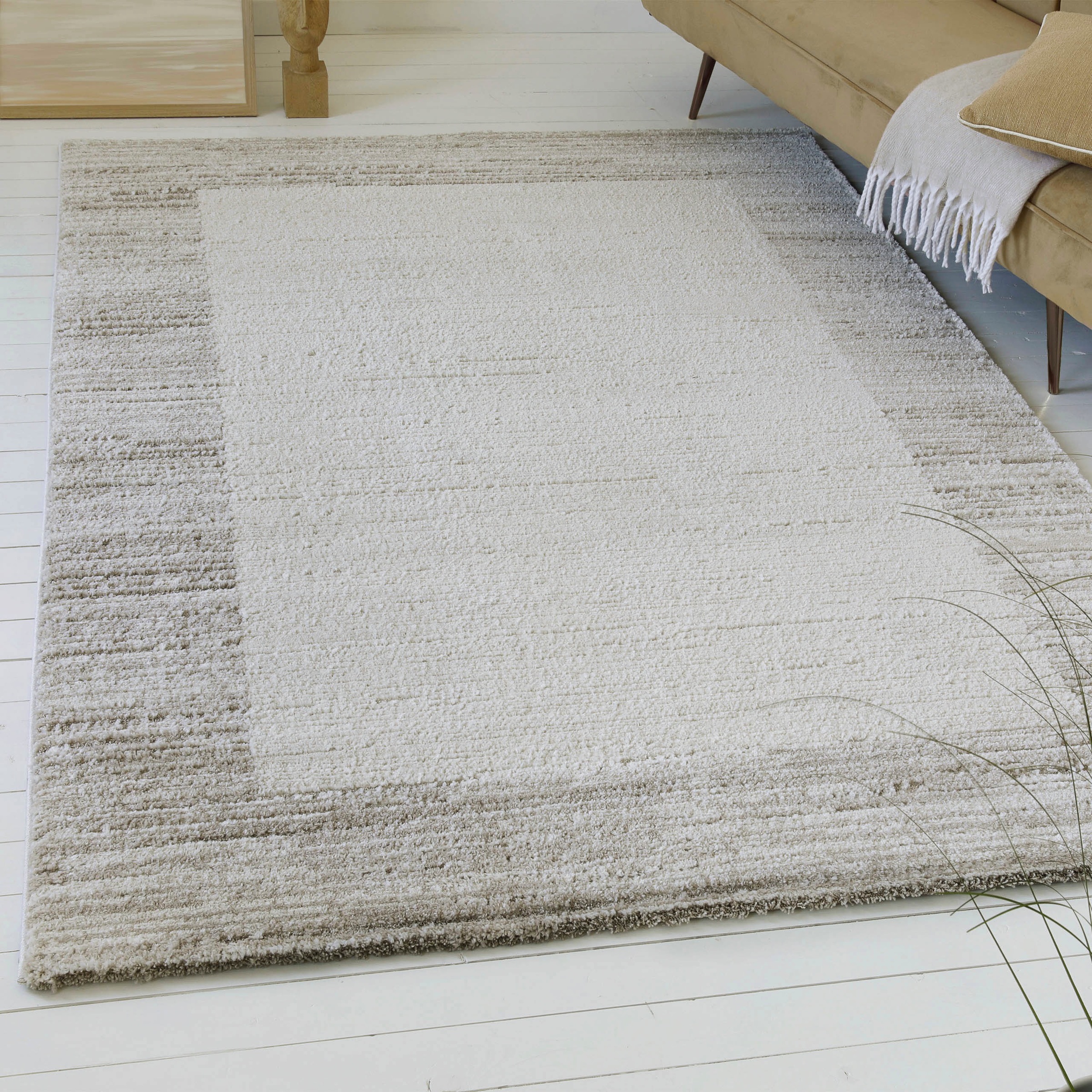 Image of GOODproduct Teppich "Alaric" rechteckig 18 mm Höhe Kurzflor, modernes Bordüre Design, weiche Oberfläche, Wohnzimmer