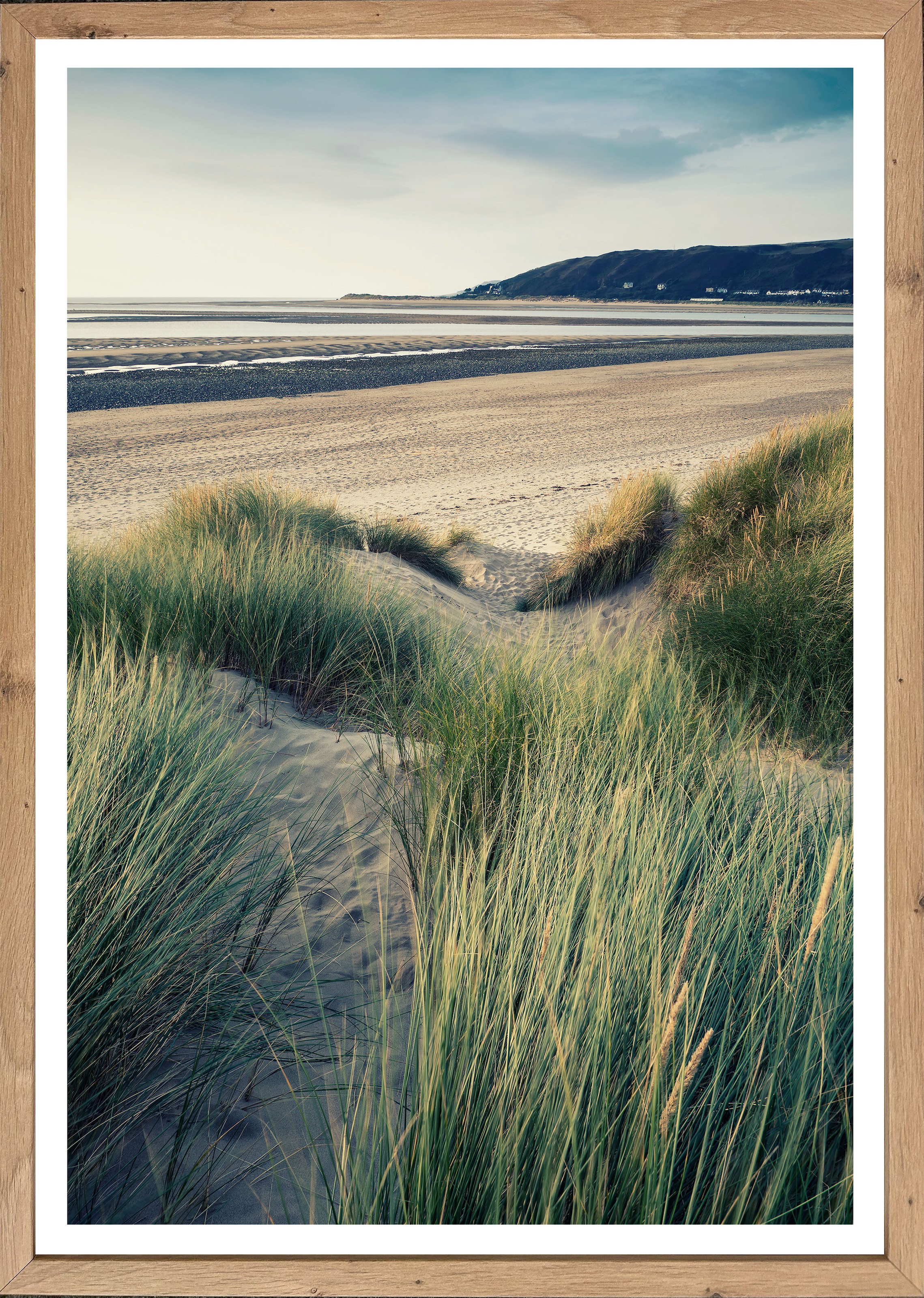 Image of Bönninghoff Bild mit Rahmen "Wandbild gerahmt STRANDROGGEN 50x70 cm – Nordsee Dünenmotiv mit" Düne Gräser Küste Landschaft Meer Natur Strand 1 Stk. tlg. mit dekorativem Rahmen