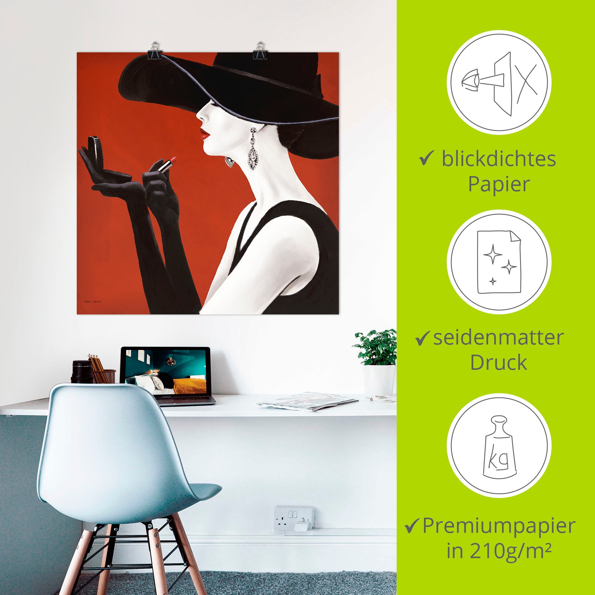 Artland Wandbild »Hut ab II«, Frau, (1 St.), als Leinwandbild, Poster, Wandaufkleber in verschied. Grössen