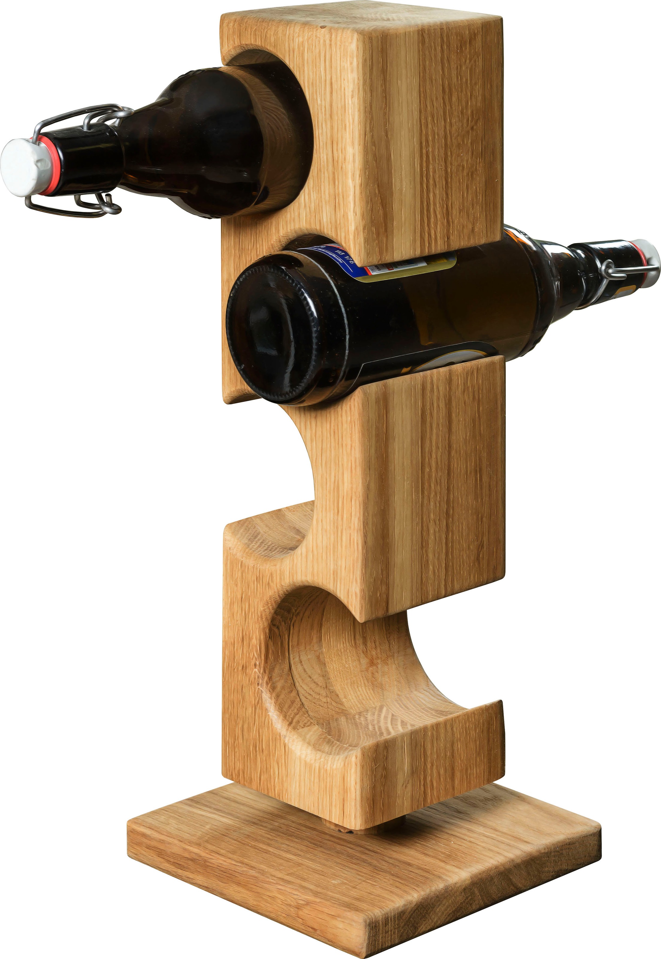 Image of andas Flaschenregal »Everett«, aus massivem geölten Eichenholz, Platz für vier Flaschen, Höhe 42 cm bei Ackermann Versand Schweiz