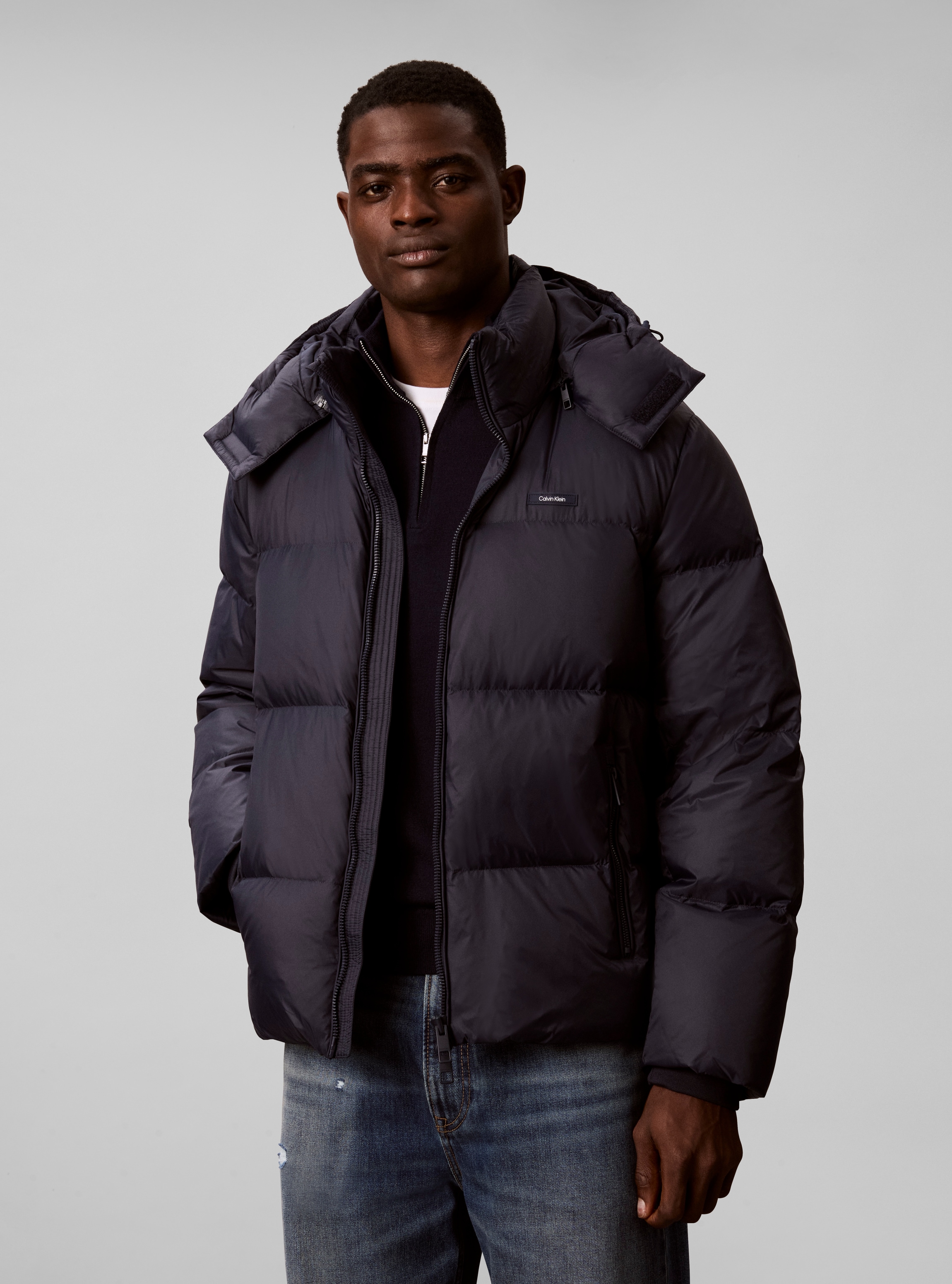 Calvin Klein Jeans Steppjacke »NYLON DETACHABLE HOOD DOWN« mit Kapuze Regular fit mit Kapuze