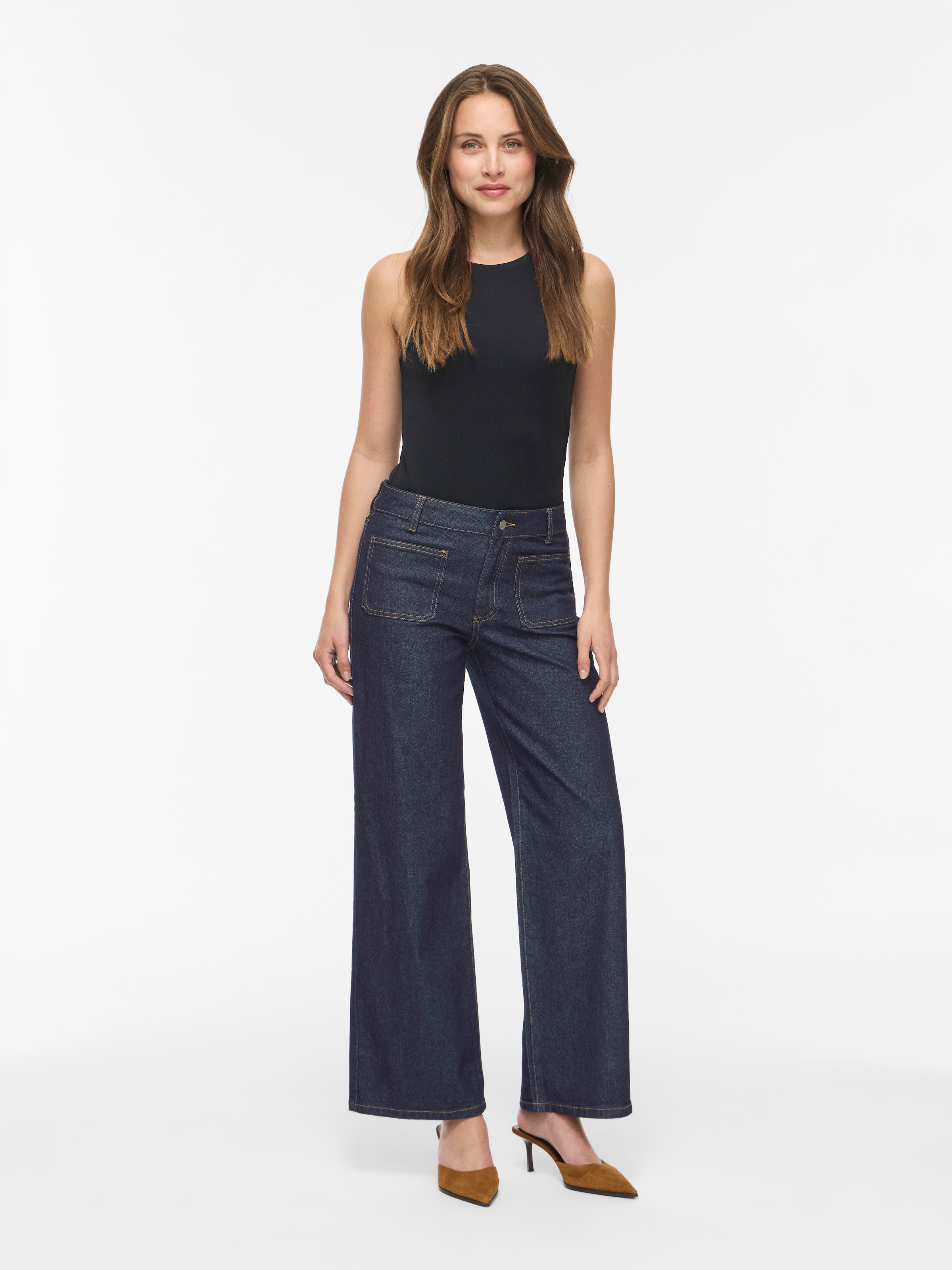 Vila Jeans large »VIFLORIE RIO RW WIDE POCKET JEANS - NOOS« mélange coton, coupe régulière