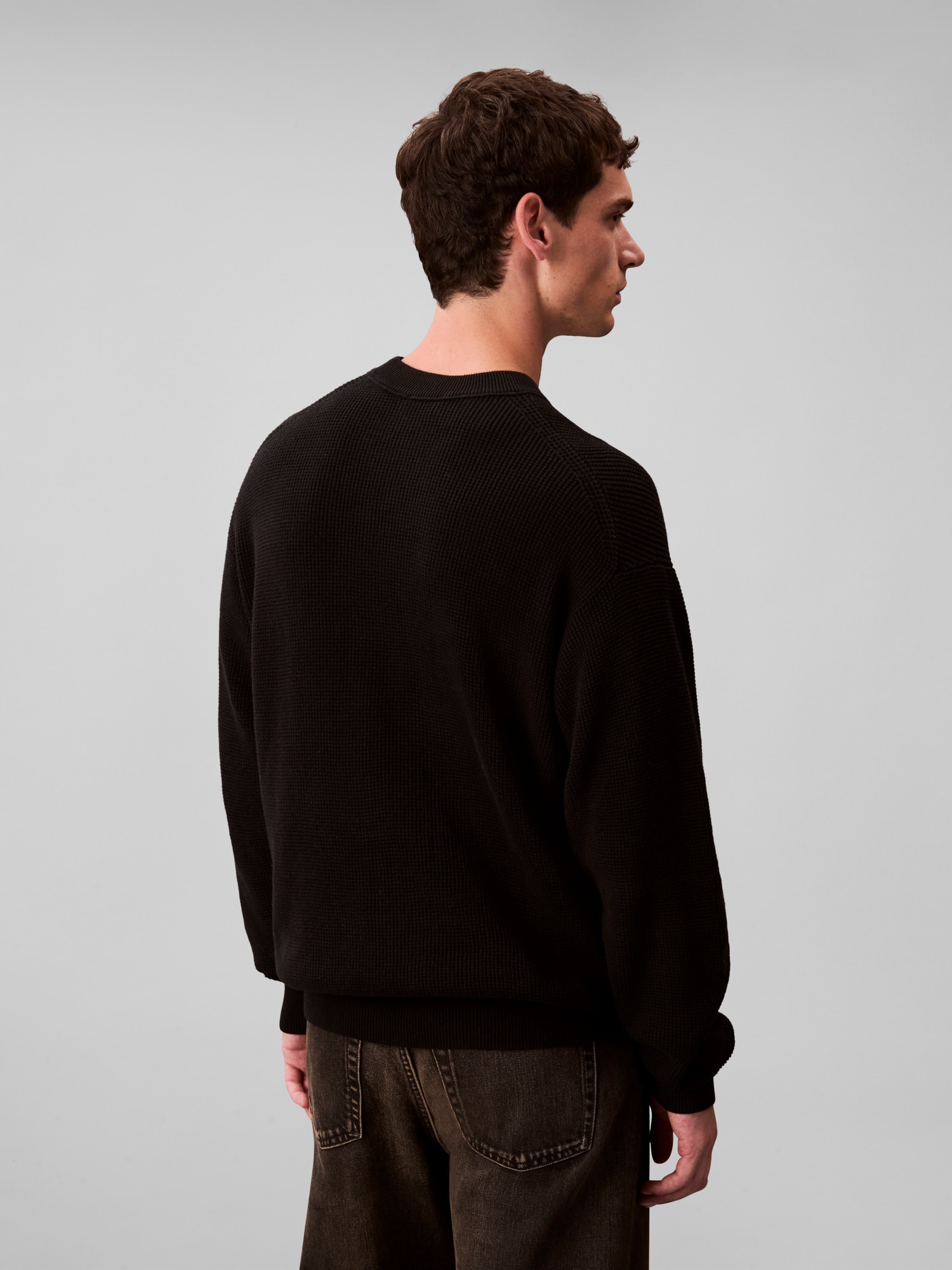 Calvin Klein Jeans Pull à col rond »LS EZ COTTON WAFFLE CRWNK SWTR 9« Rundhalsausschnitt, regular fit