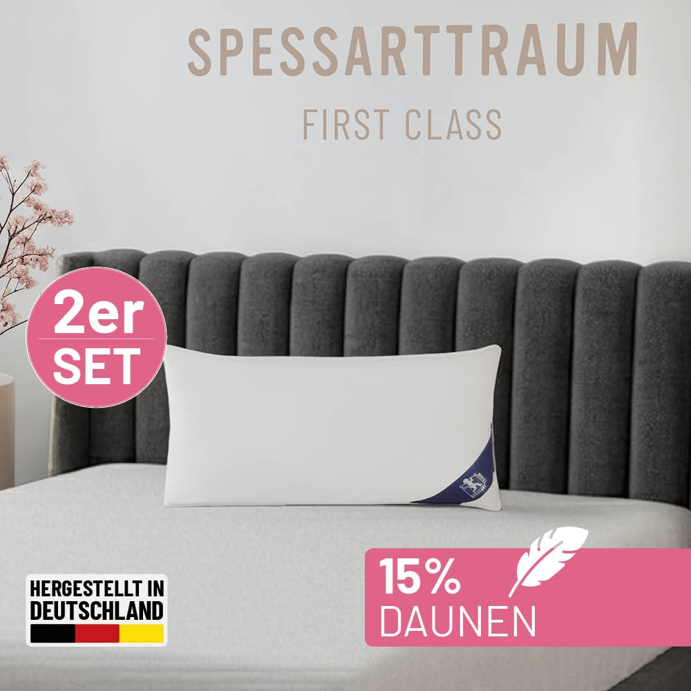 Image of SPESSARTTRAUM Federkissen "FIRST CLASS, Kopfkissen 1-tlg. oder 2-tlg. 40x80 oder 80x80 cm" Füllung: 85% Federn, 15% Daunen 2 Stk. tlg. hergestellt in Deutschland, allergikerfreundlich, im Set günstiger