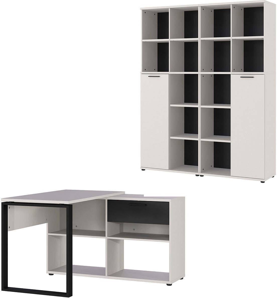 Büro-Set »Fenton«, (3 tlg.), inkl. Schreibtisch mit integriertem Sideboard und zwei...