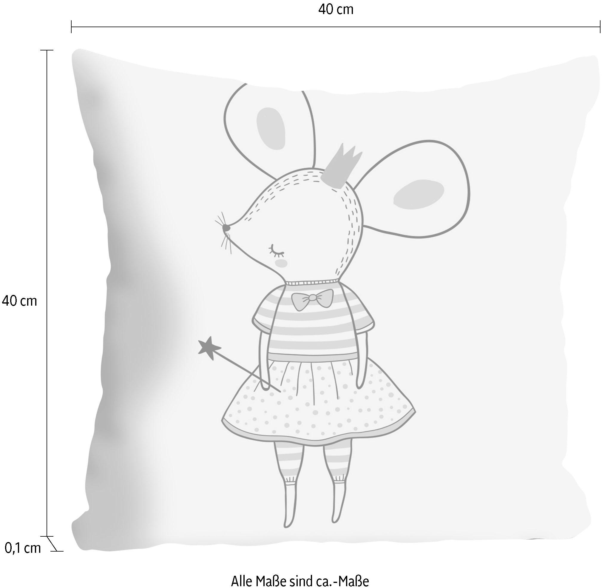 queence Dekokissen »Mäusefee«, in niedlicher Optik, Kissenhülle ohne Füllung, 1 Stück