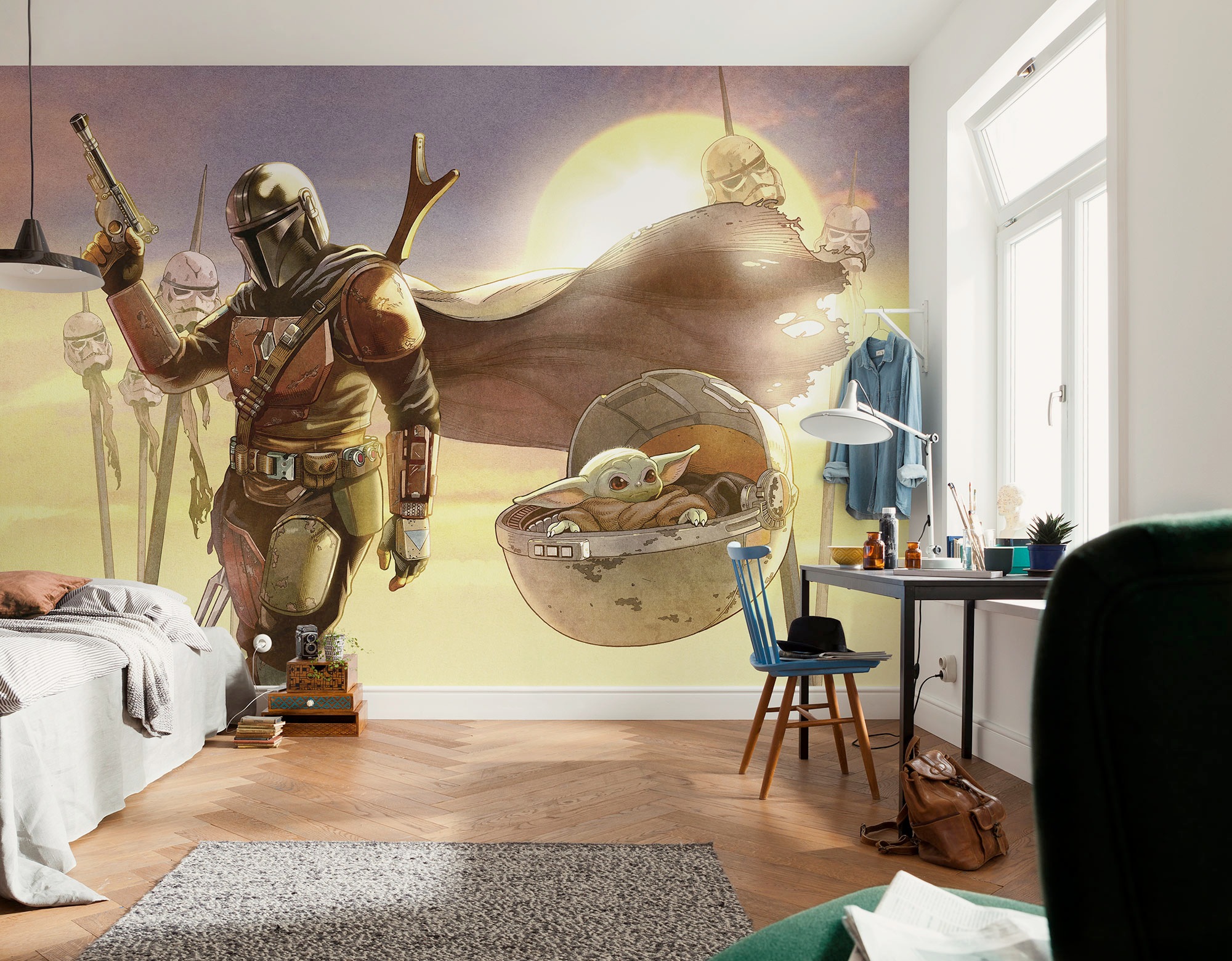 Image of Komar Kindertapete "Star Wars The Mandalorian and Grogu Mission" bedruckt glatt