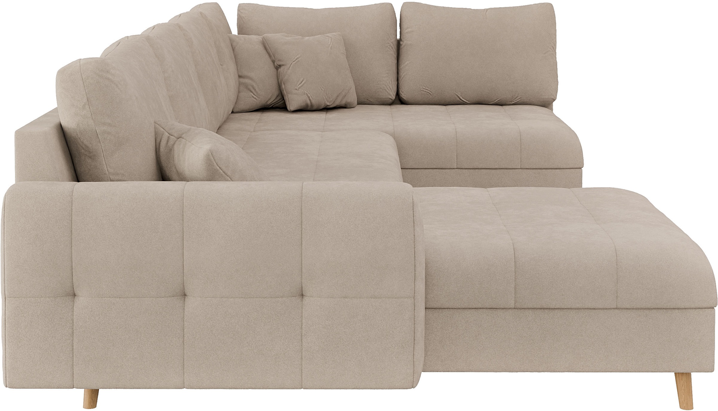 Home affaire Wohnlandschaft »CHARRE U-Form mit Ottomane, Masse B/T/H: 310/161/81 cm«, feine Steppung, lose Rücken- und Zierkissen, auch in Cord und Bouclé