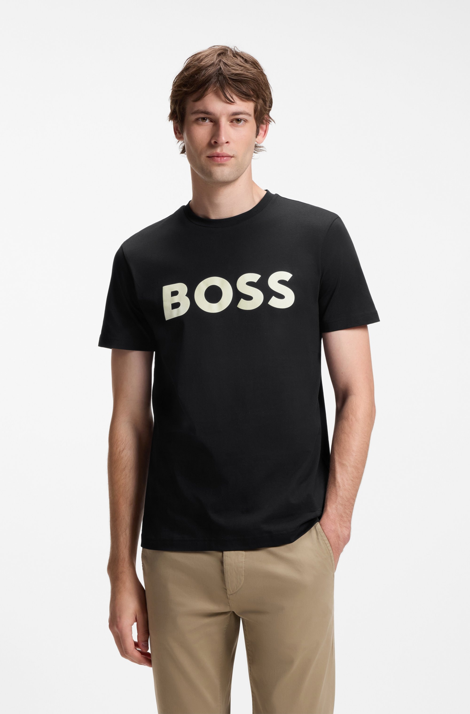 BOSS ORANGE T-shirt »Thinking« 1 cuis encolure ronde, coupe régulière, grande impression logo
