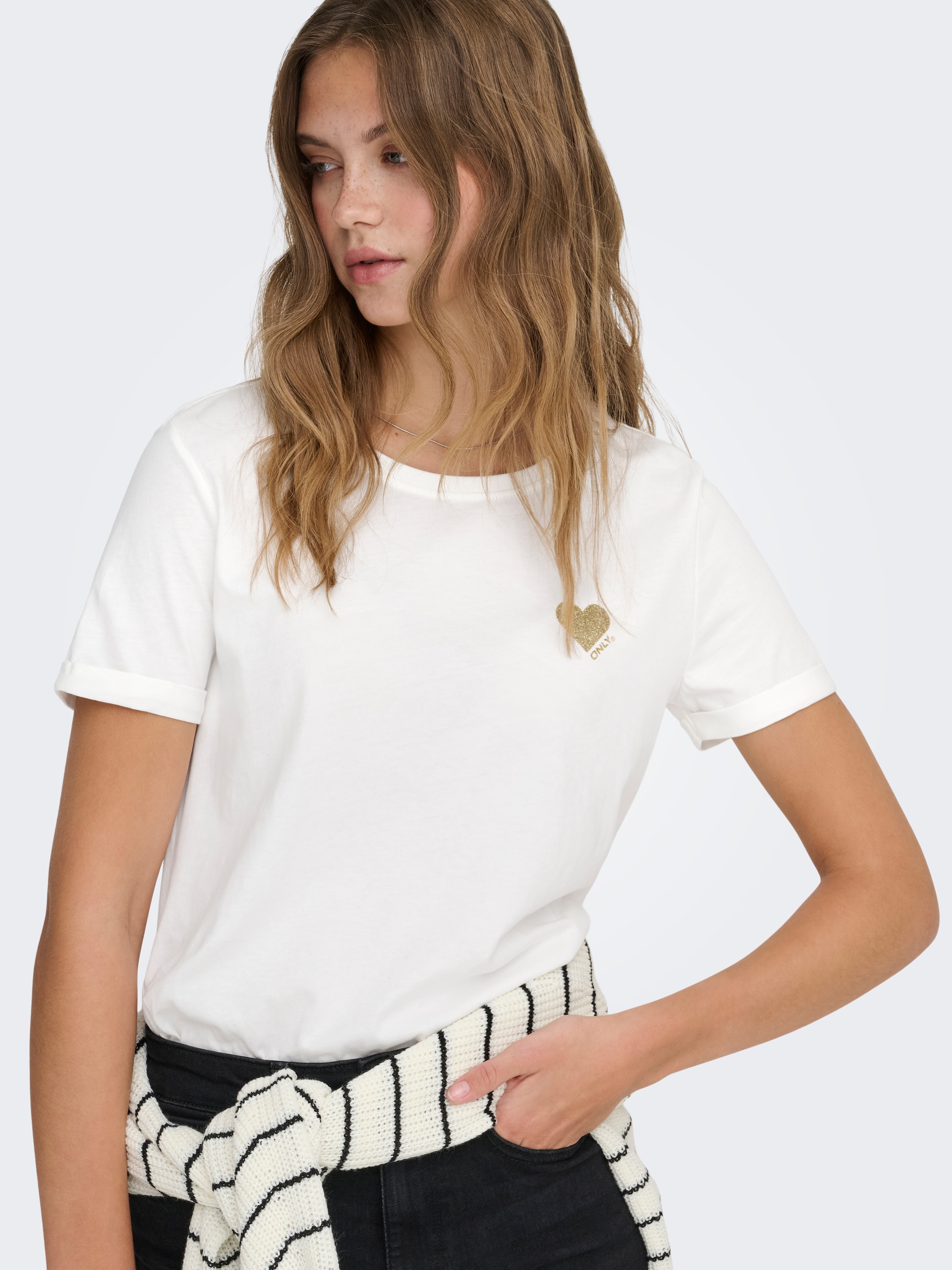 ONLY Kurzarmshirt »ONLKITA LIFE S/S TOP NOOS« regular fit, casual, Single Jersey, Baumwolle, Rundhals