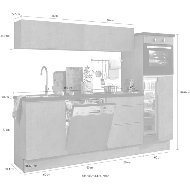 OPTIFIT Küchenzeile »Tara«, ohne E-Geräte, mit Vollauszug und  Soft-Close-Funktion, Breite 240 cm bequem kaufen