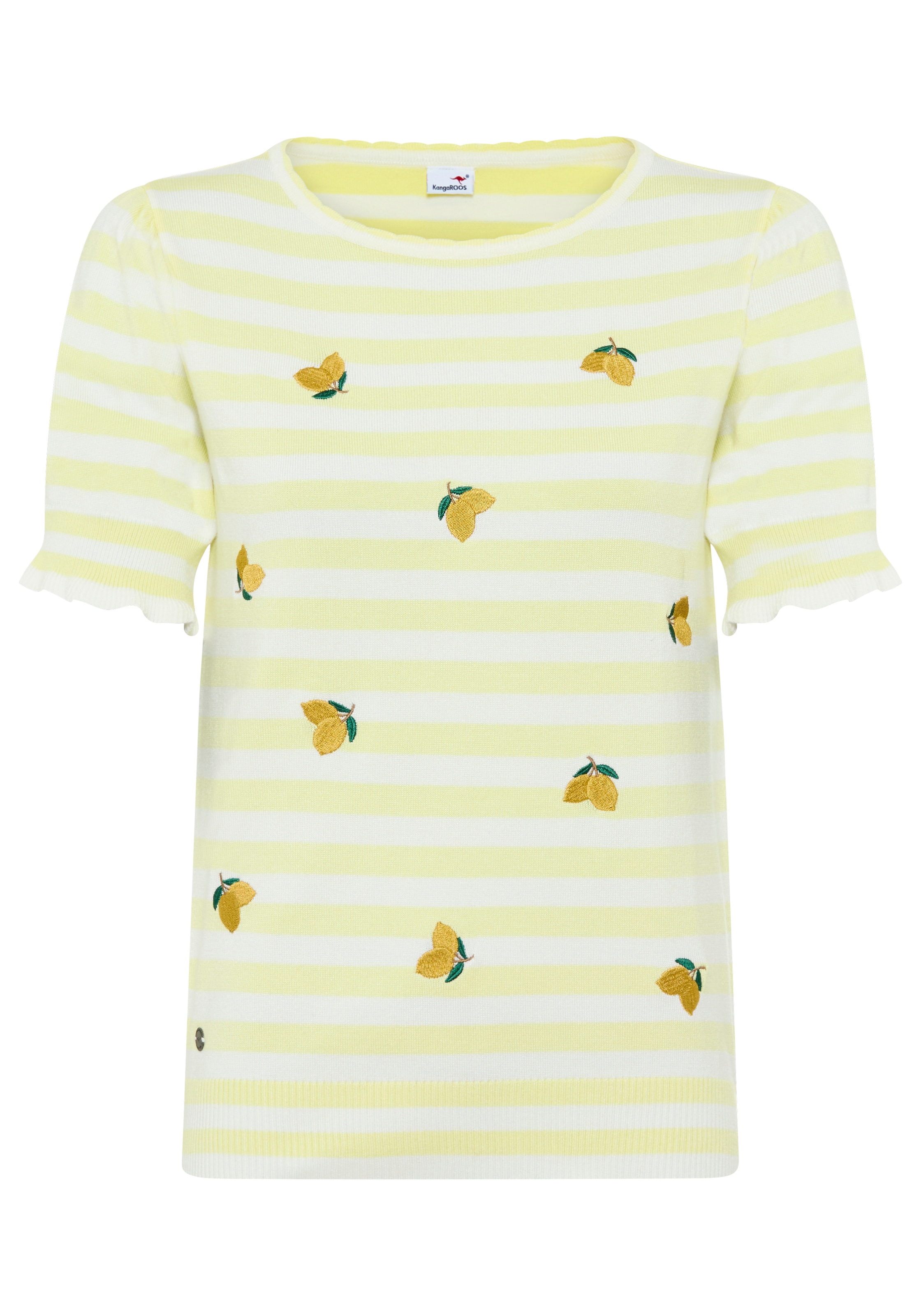 KangaROOS Pull à manches courtes Mit Rundhalsausschnitt, Kurzarm, Zitronenstickerei