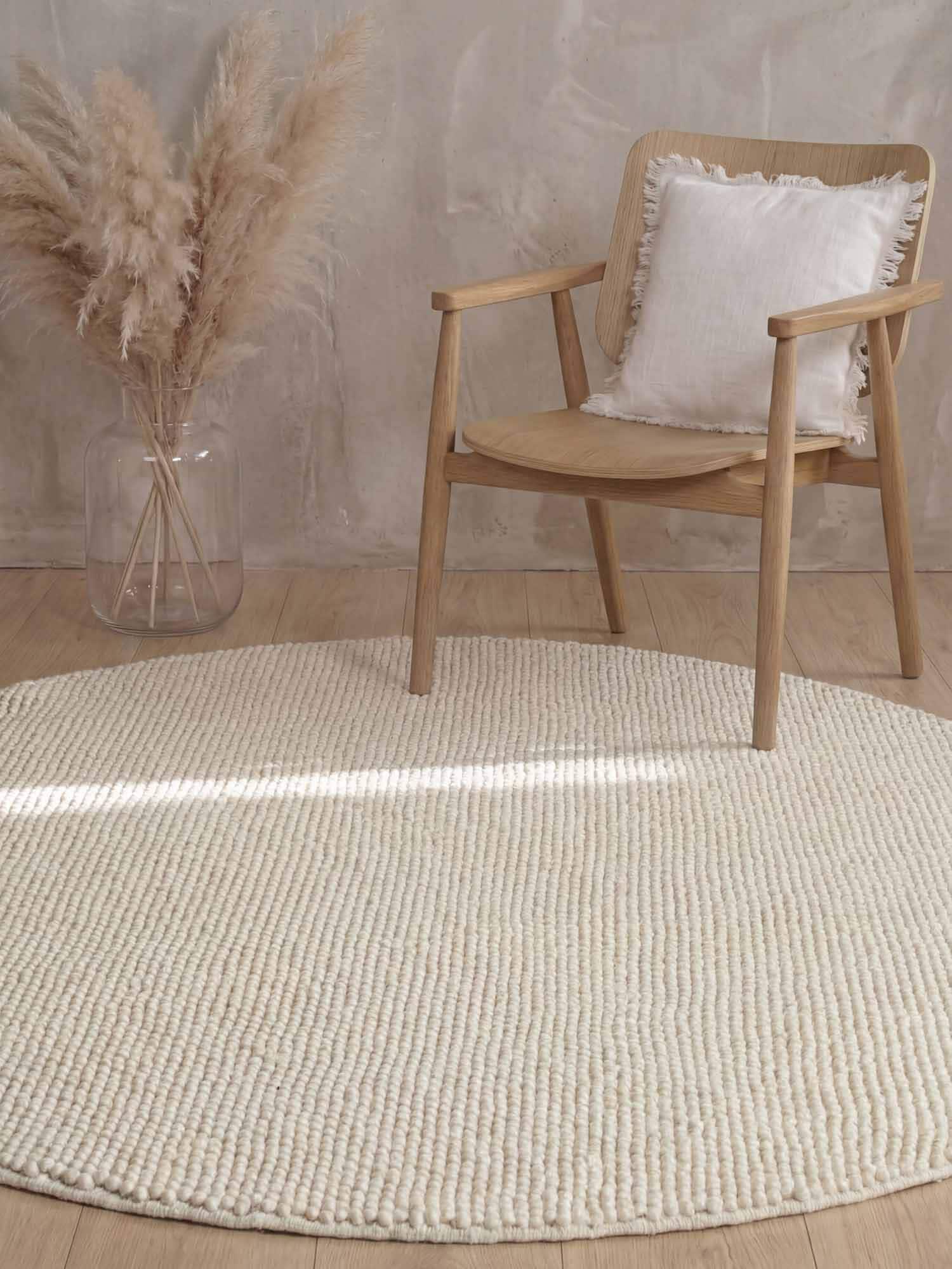 Ted Baker Tapis en laine »Diana« Rond 16 mm Höhe Laine, naturel, fait main, salon, salle à manger, chambre, scandinave
