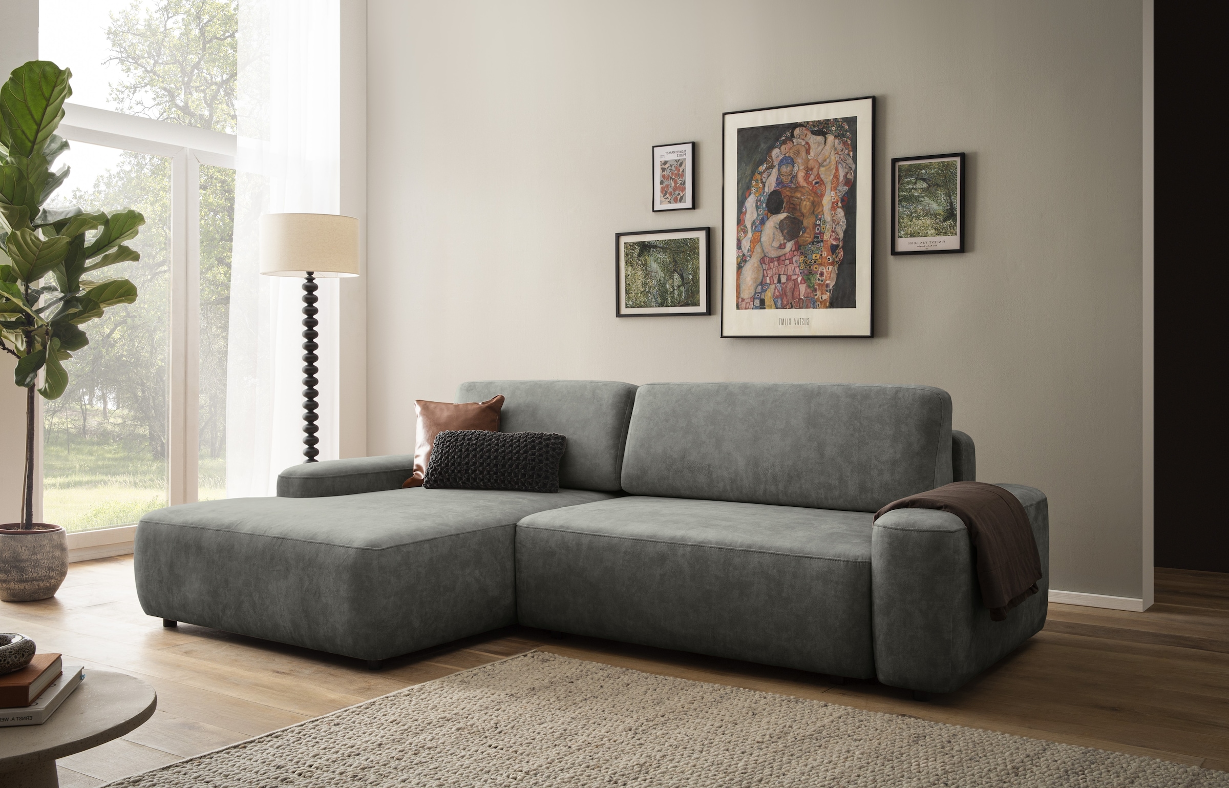 Image of Home affaire Ecksofa "TORGE (264cm), Schlafsofa in Cord, Samtvelours o Struktur fein, L-Form" Schlaffunktion, Bettkasten, Liegefläche: 125/210 cm