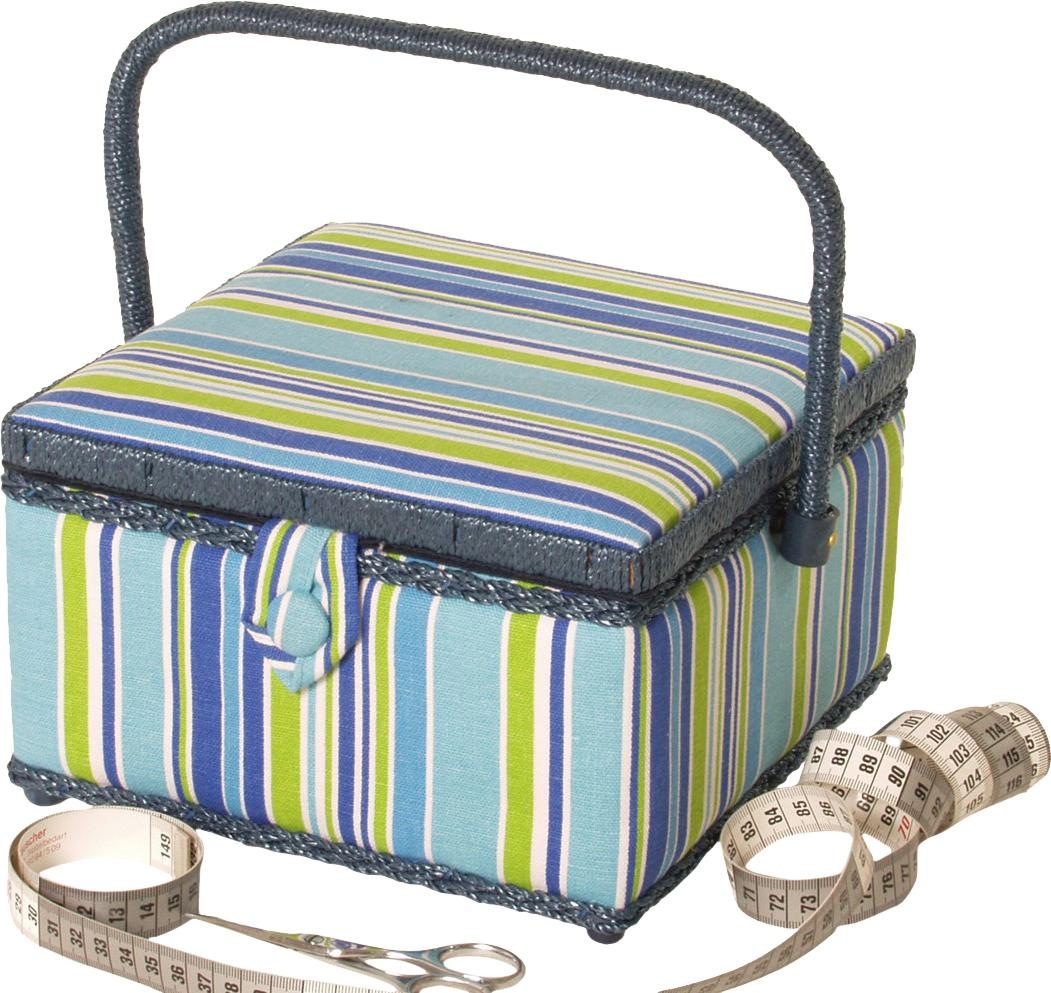 Image of locker Nähkorb, quadratisch, blau gestreift bei Ackermann Versand Schweiz