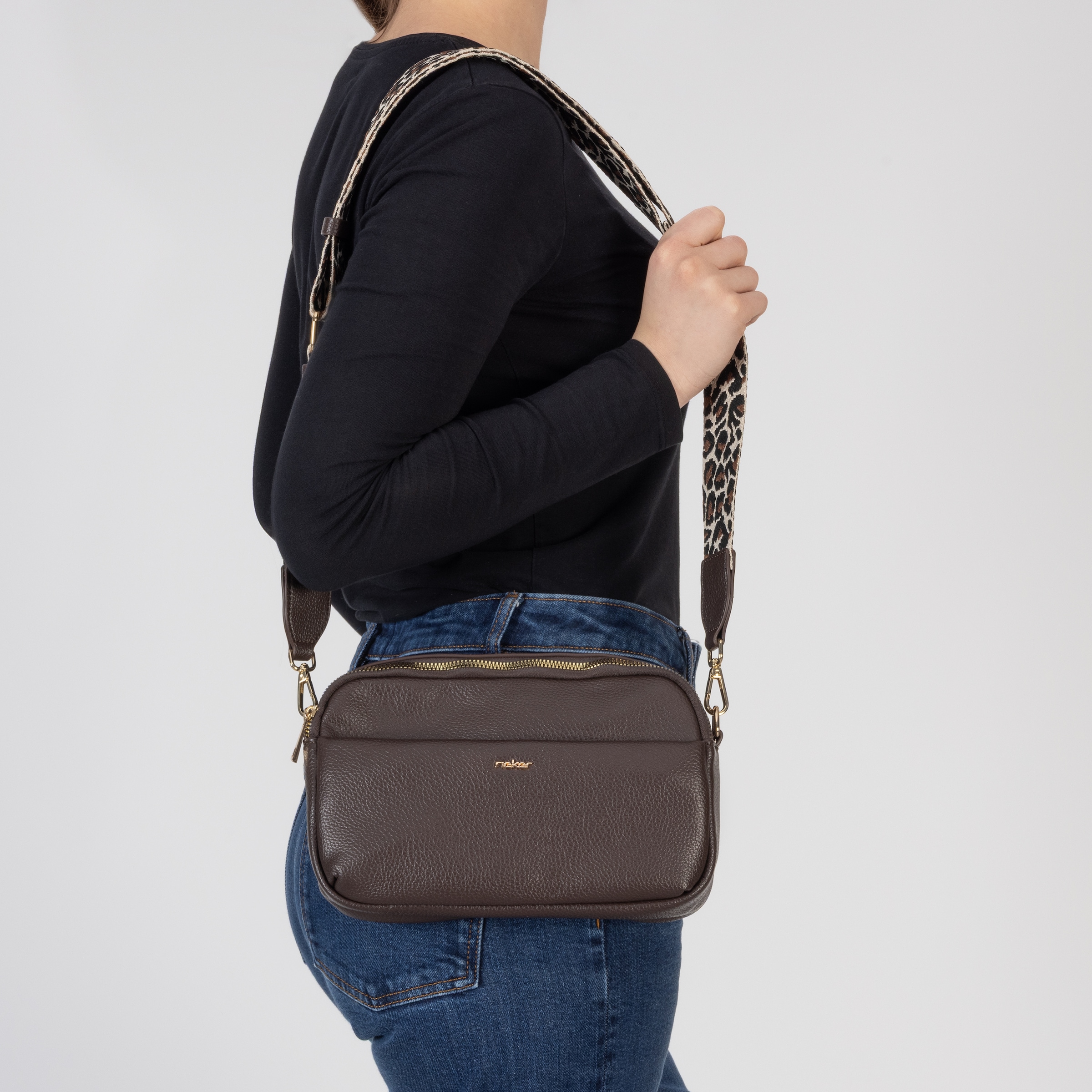 Rieker Sac à bandoulière Sac à bandoulière pour femme, sac à main avec deux fermetures éclair