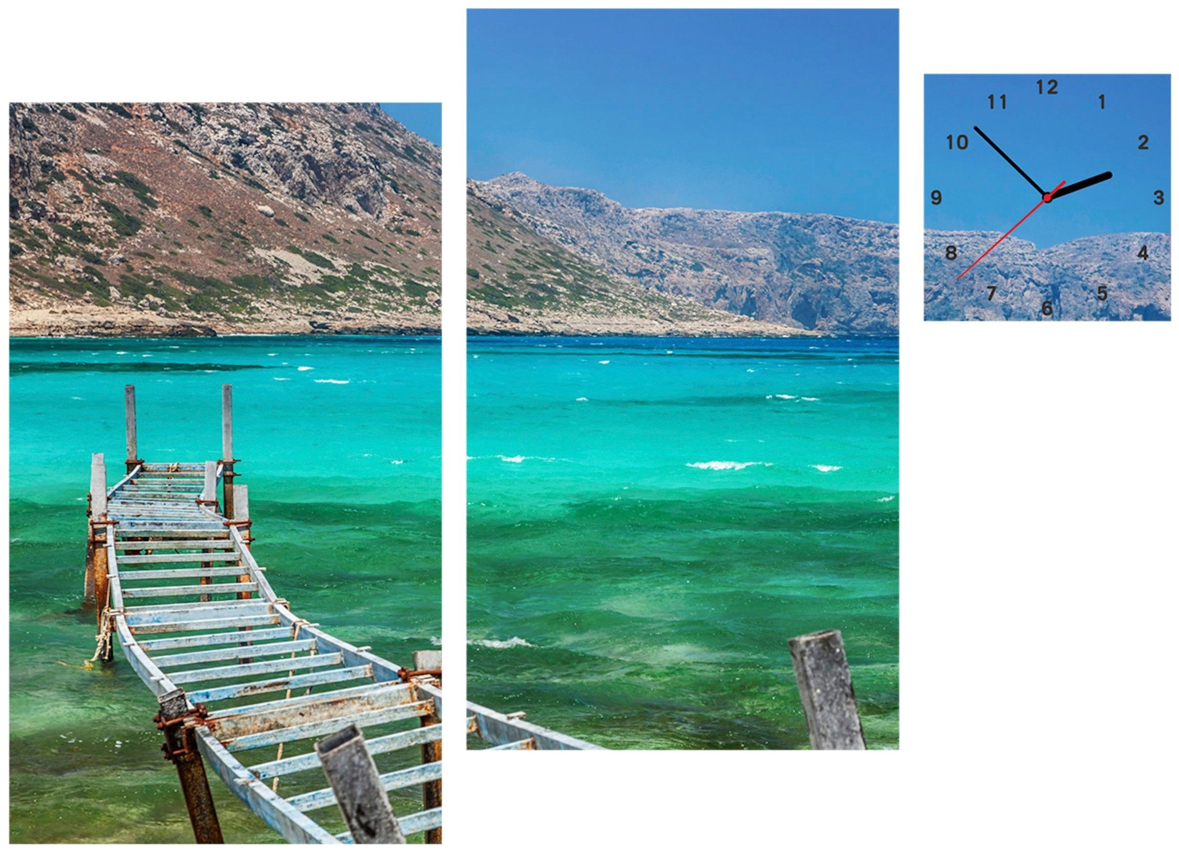 Image of Conni Oberkircher´s Bild »Balos Bay - Strand auf Kreta«, Meer, (Set, (Set 3), mit dekorativer Uhr, Urlaub, Strand Bucht, Griechenland, Entspannung bei Ackermann Versand Schweiz