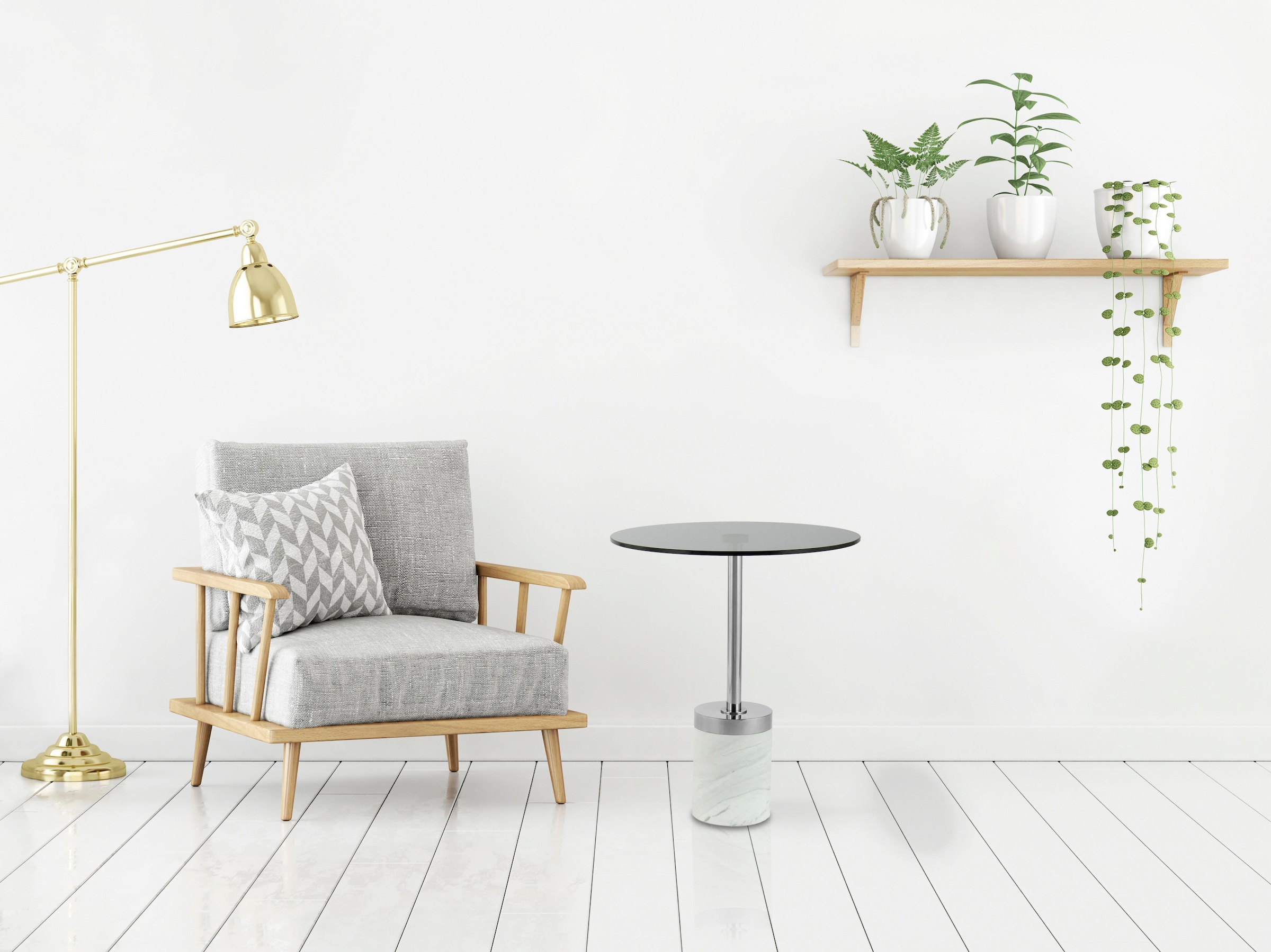 Kayoom Beistelltisch »Lana 125, robuste Glasplatte, Sockel in Mamor Optik«, (1 St.), robust, pflegeleicht, hochwertig, Outdoor und Indoor geeignet