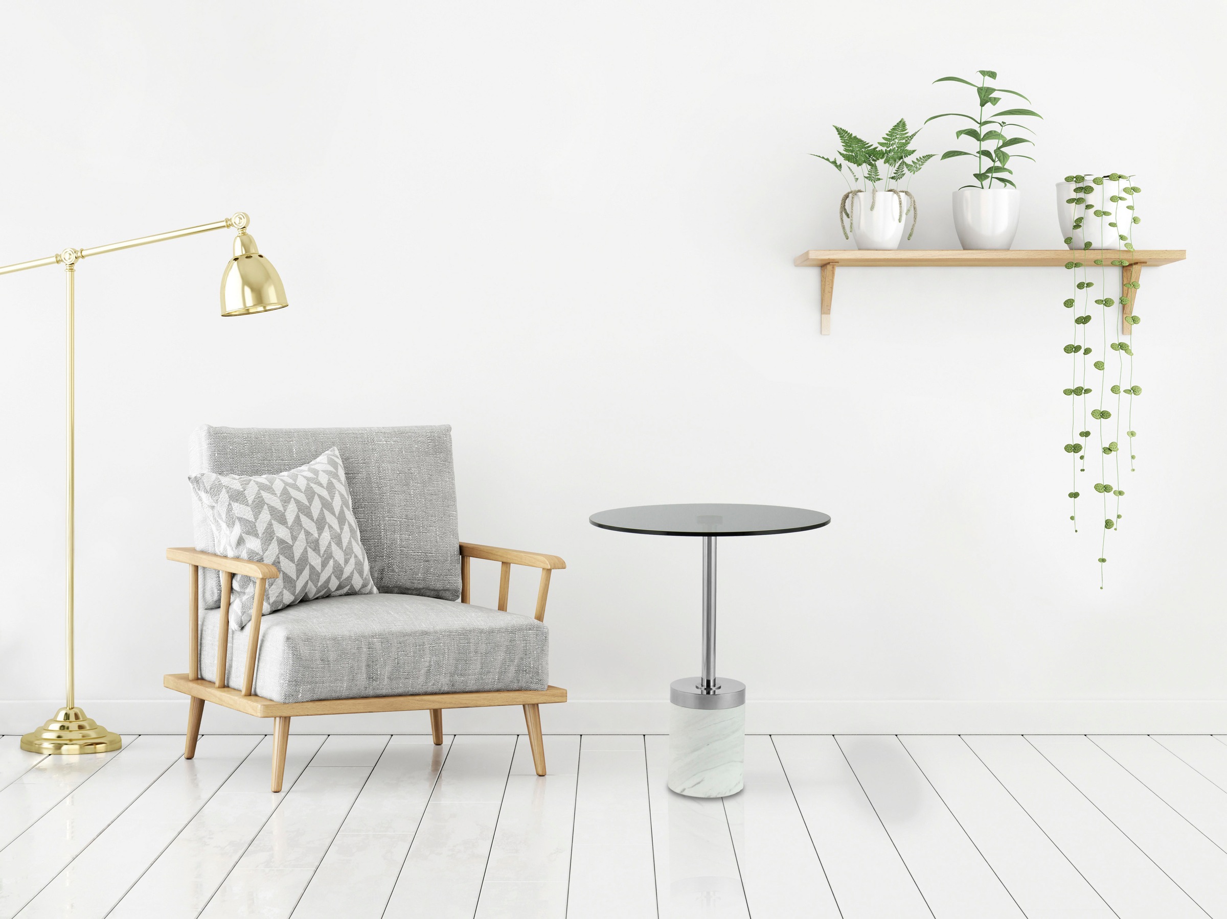 Kayoom Beistelltisch "Lana 125, robuste Glasplatte, Sockel in Mamor Optik" 1 Stk. tlg. robust, pflegeleicht, hochwertig, Outdoor und Indoor geeignet