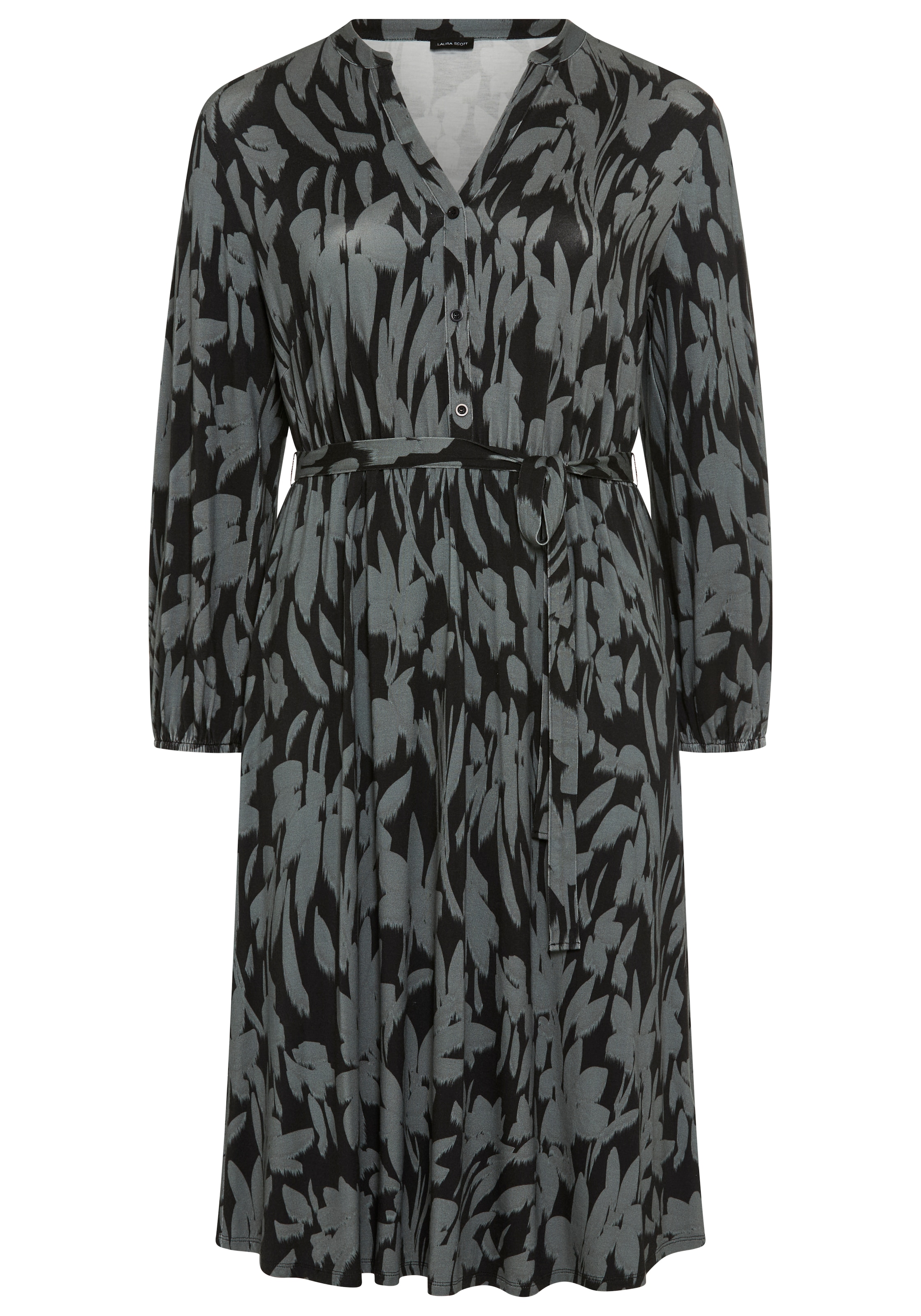 Laura Scott CURVE Jerseykleid »Grosse Grössen« wadenlang, gemustert, aus elastischer Viskosemischung, Langarm