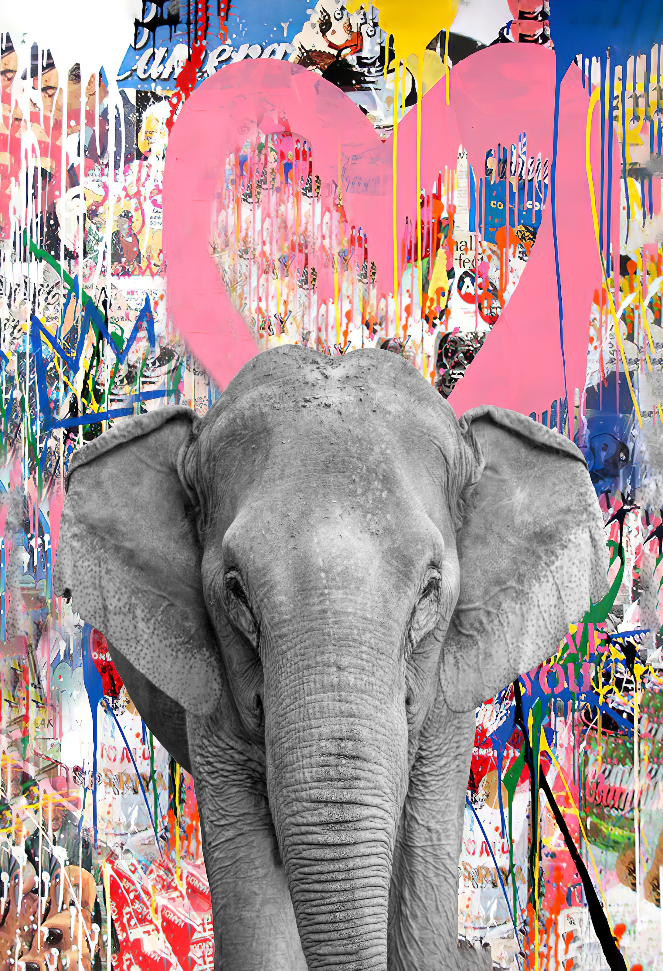Image of Affengeilebilder Leinwandbild "Pop Art Elefant Pink auf Keilrahmen gespannt" 1 Stk. tlg. Kunstdruck Wandbild Bild in verschiedenen Formaten