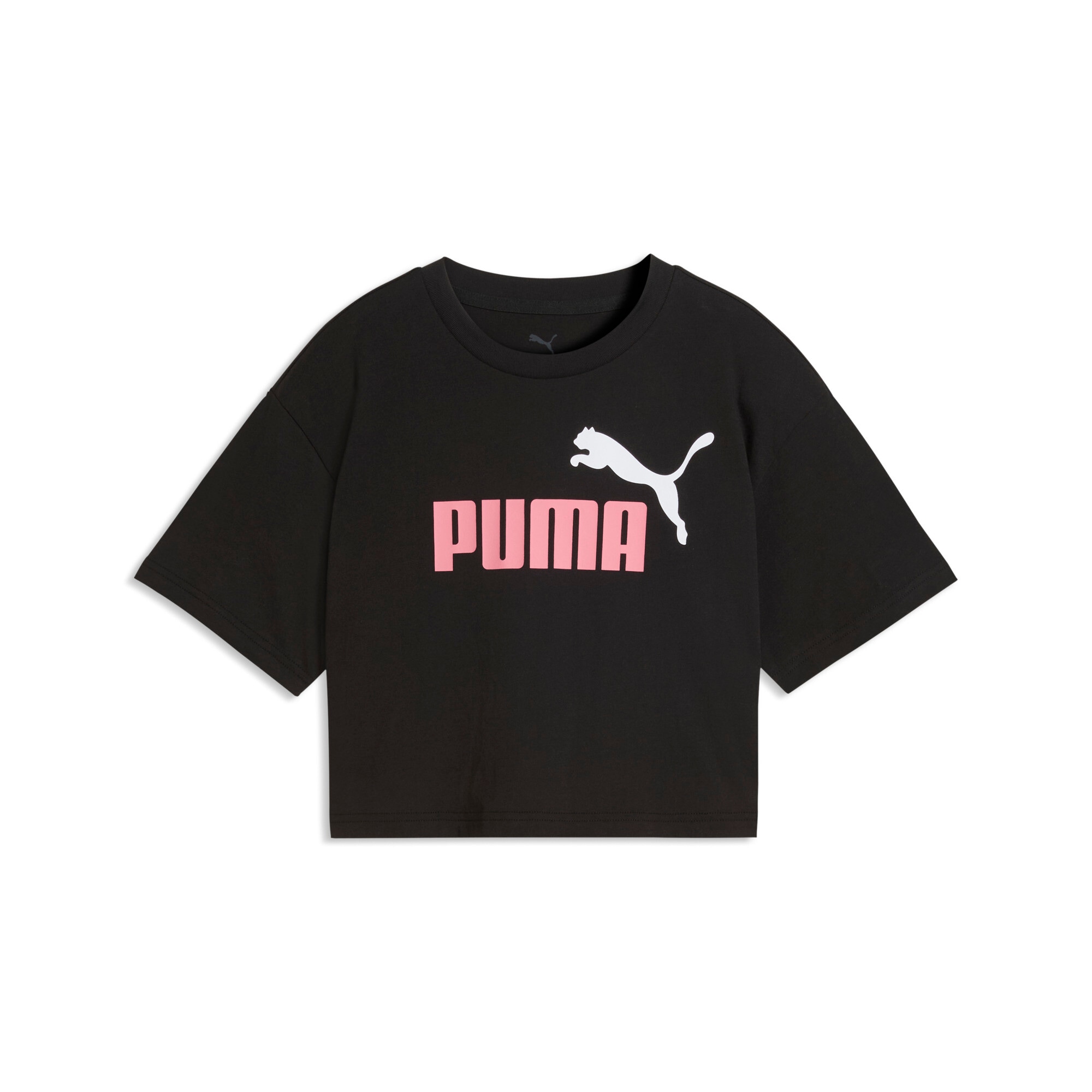 Image of PUMA T-Shirt "ESS 2 COLOR NO. 1 LOGO SHORT LENGTH TEE G" für Jugendliche, lockere Passform, Kurzarm