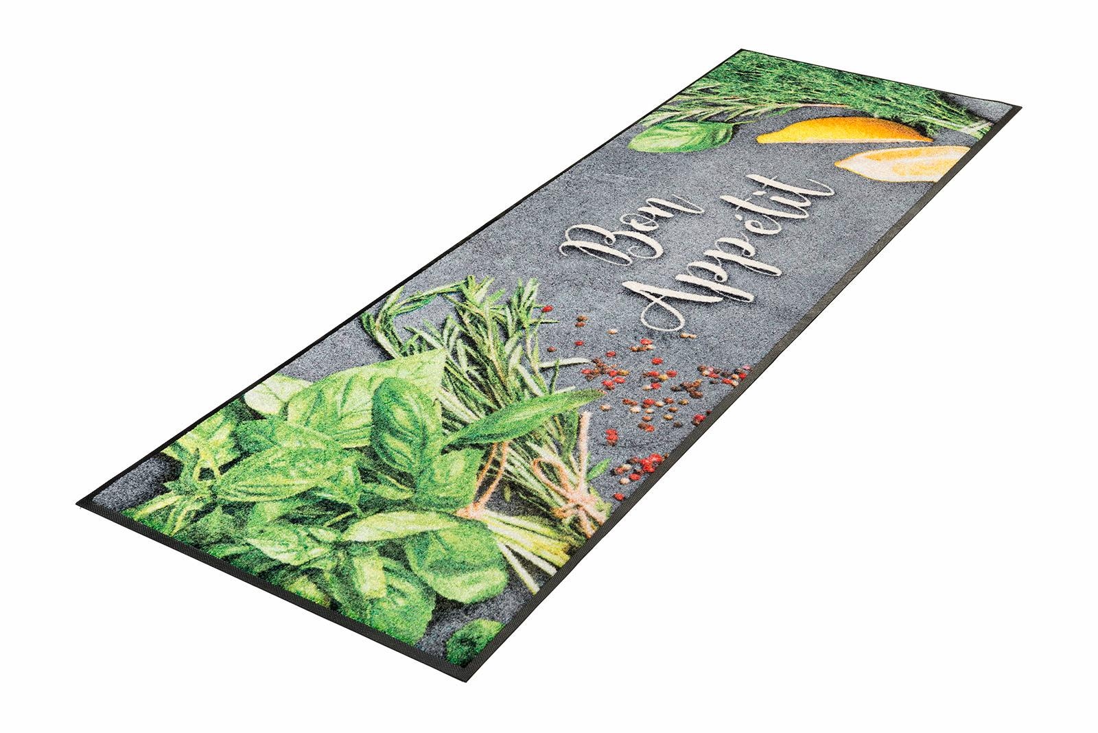 Image of wash+dry by Kleen-Tex Küchenläufer "Bon Appetit" rechteckig 7 mm Höhe Motiv Kräuter, rutschhemmend, waschbar, Küche