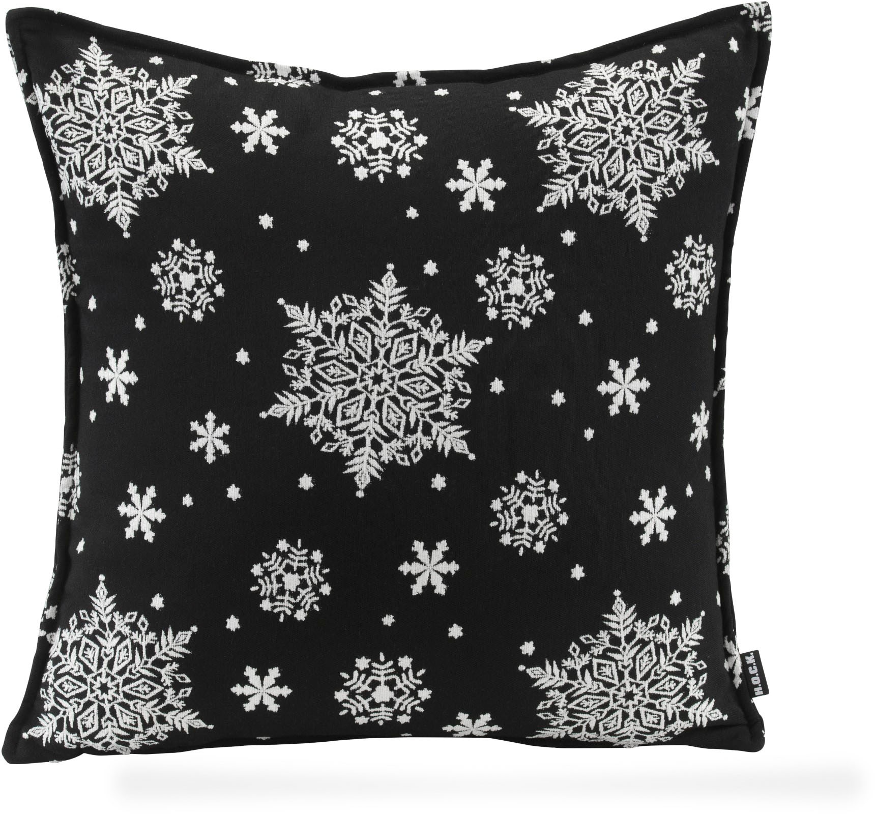 Image of H.O.C.K. Dekokissen "Snow Flakes" Schneeflocke, traditionell, bestickte Schneeflocken, inkl. Füllung