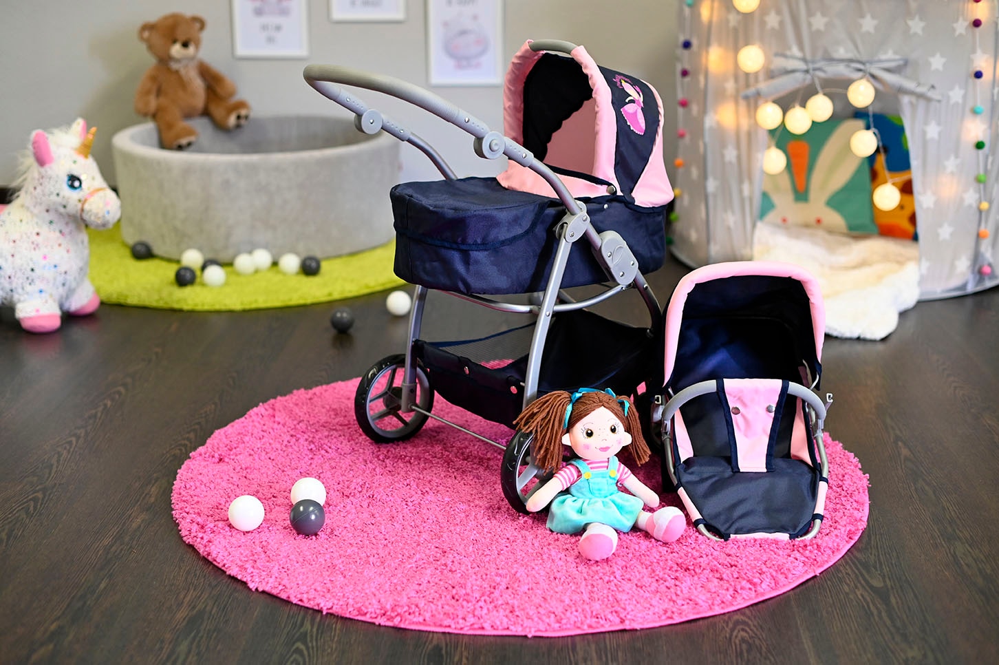 Knorrtoys® Kombi-Puppenwagen »Coco - princess blue«