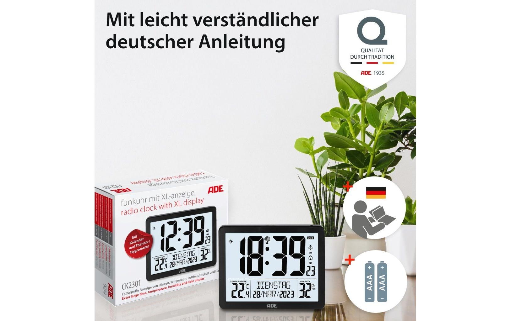 ADE Wanduhr »XL, Schwarz/Weiss«
