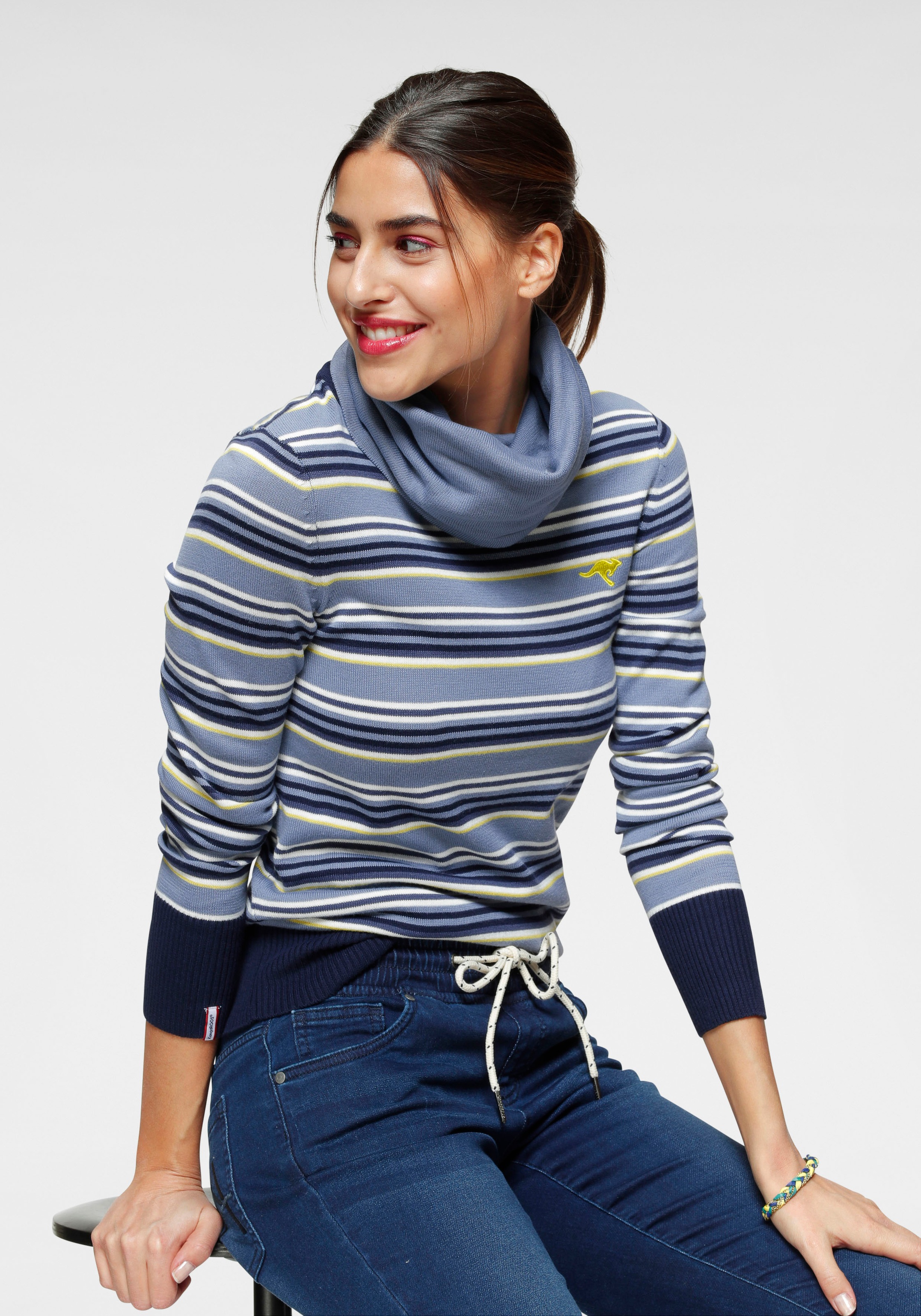 Image of KangaROOS Streifenpullover, mit grossem doppellagigem Rollkragen bei Ackermann Versand Schweiz