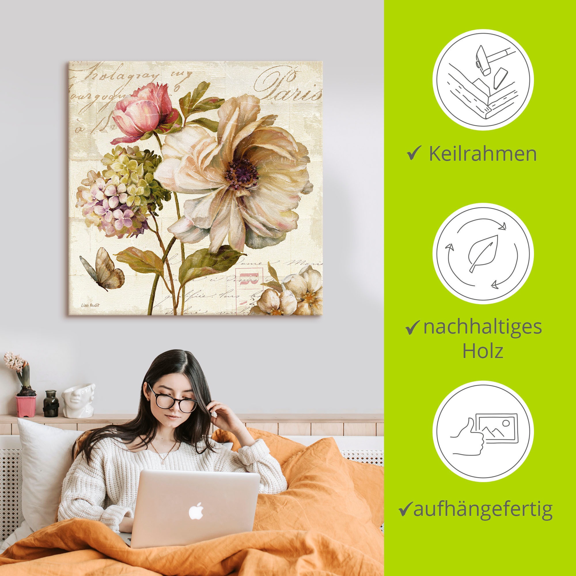 Artland Wandbild »Blumen II«, Blumen, (1 St.), als Leinwandbild, Poster, Wandaufkleber in verschied. Grössen