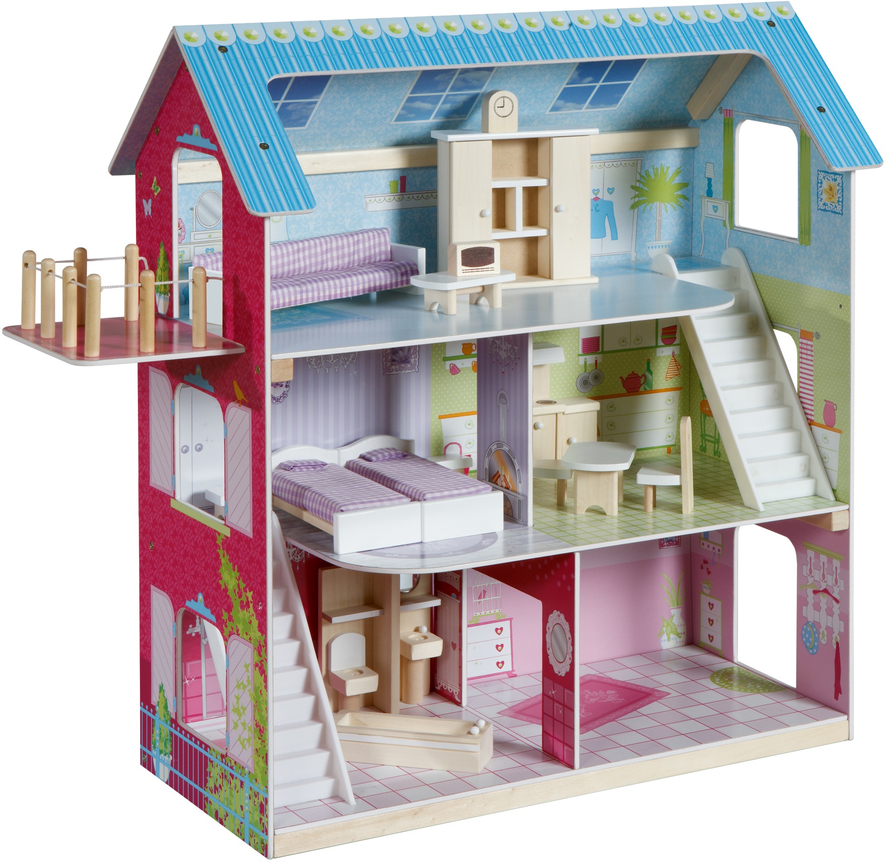 Image of roba® Puppenhaus »Puppenvilla«, inkl. 16 Puppenmöbel bei Ackermann Versand Schweiz