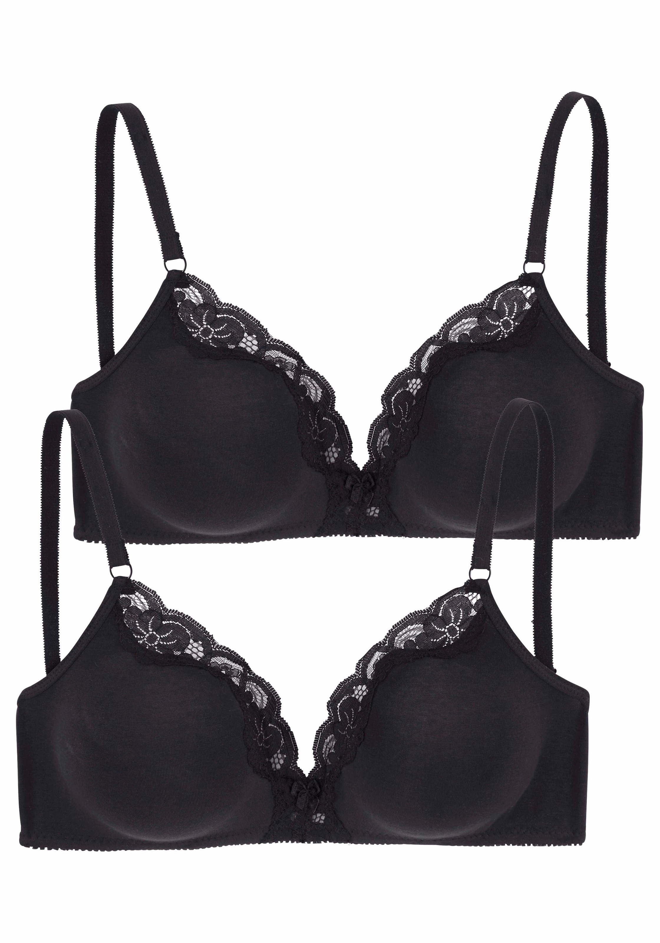 ♕ petite fleur Bralette-BH, (Packung, 2 Stück), ohne Bügel aus Baumwolle  mit Spitze, Basic Dessous versandkostenfrei bestellen