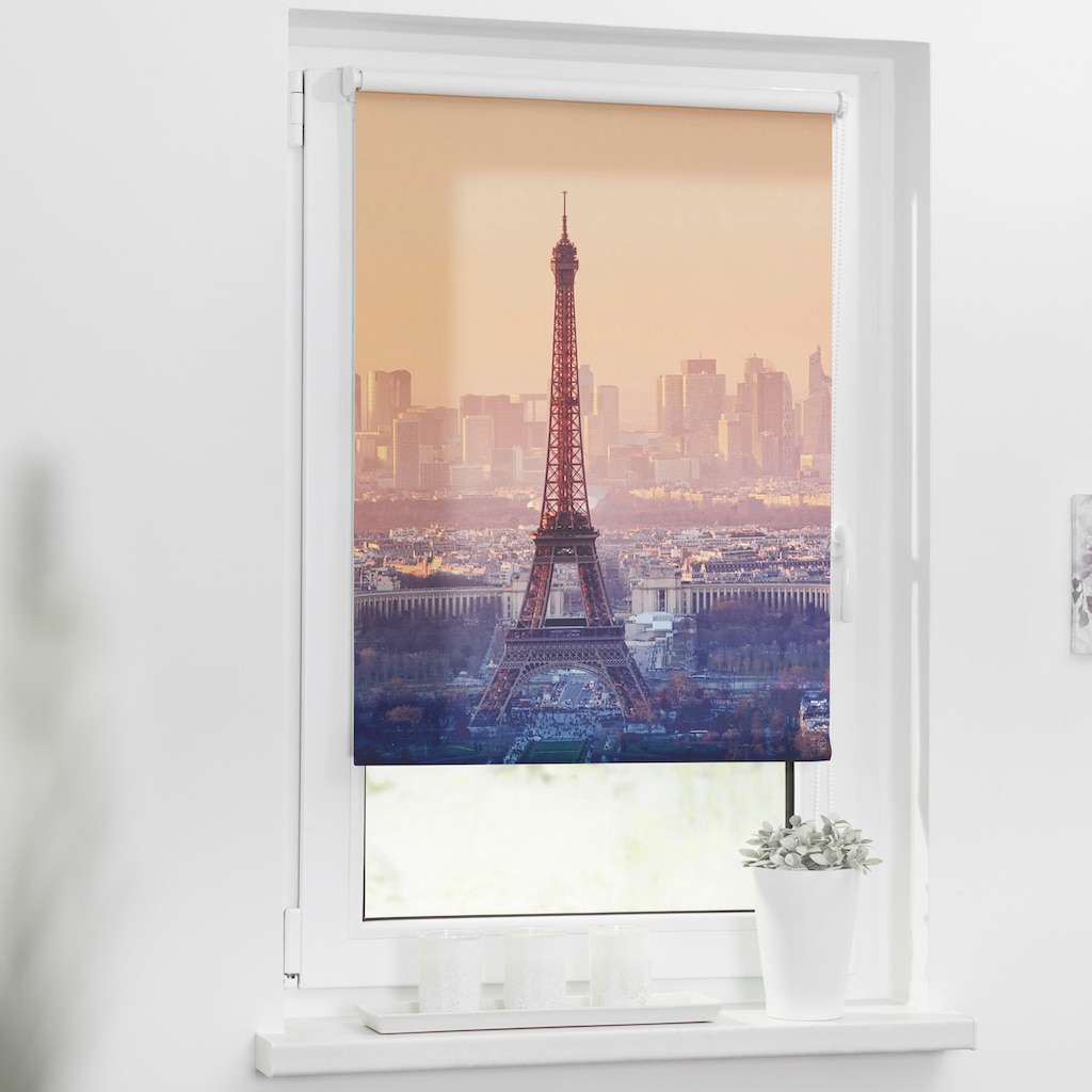 LICHTBLICK ORIGINAL Seitenzugrollo »Klemmfix Motiv Eiffelturm«, Lichtschutz, ohne Bohren, freihängend