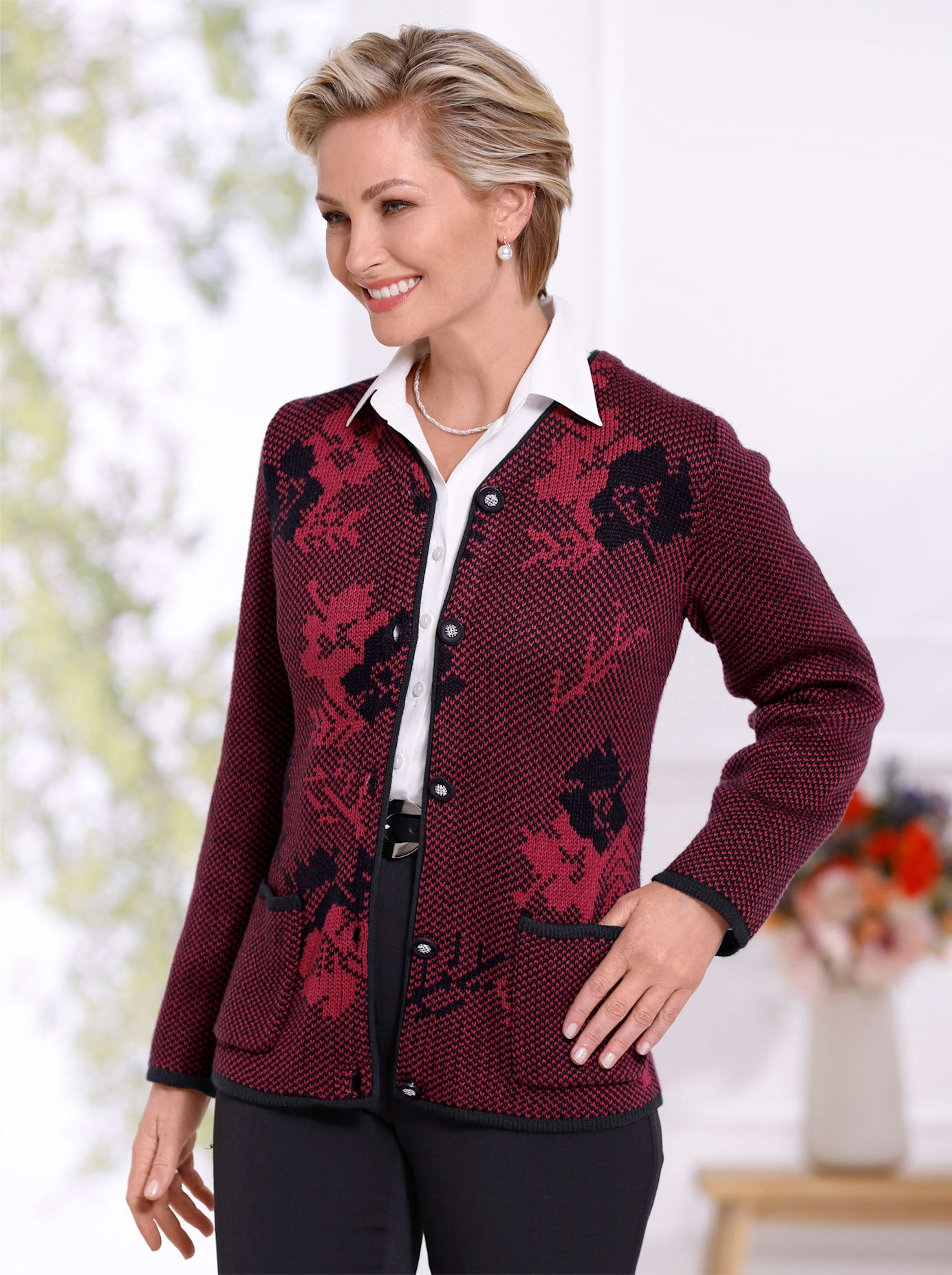 Classic Jacquardstrickjacke