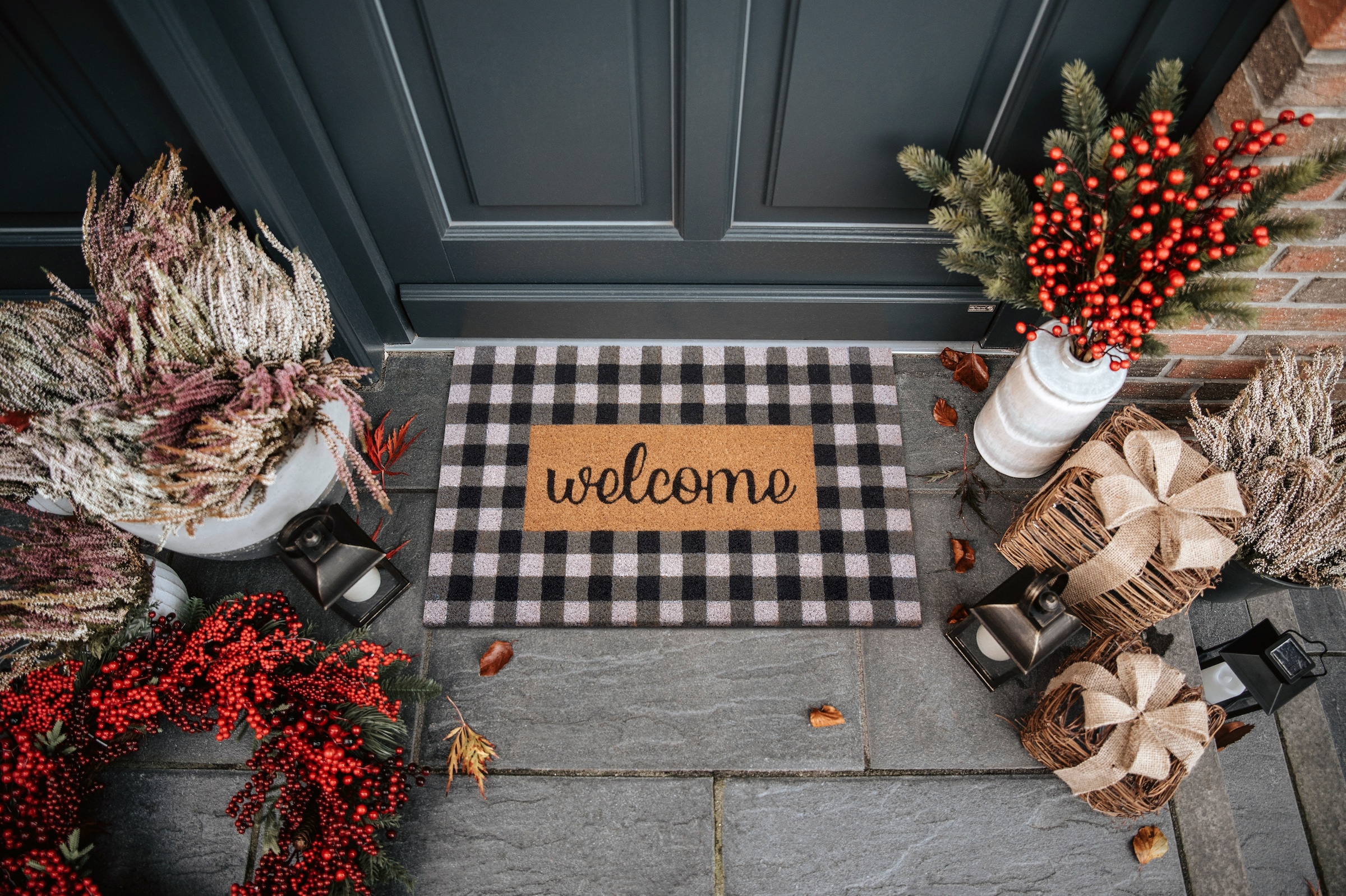 HANSE Home Fussmatte »Kokos Welcome Chessboard, Türmatte«, rechteckig, 15 mm Höhe, Kokos, Schmutzfangmatte, Outdoor, Rutschfest, Innen, Kokosmatte, Flur