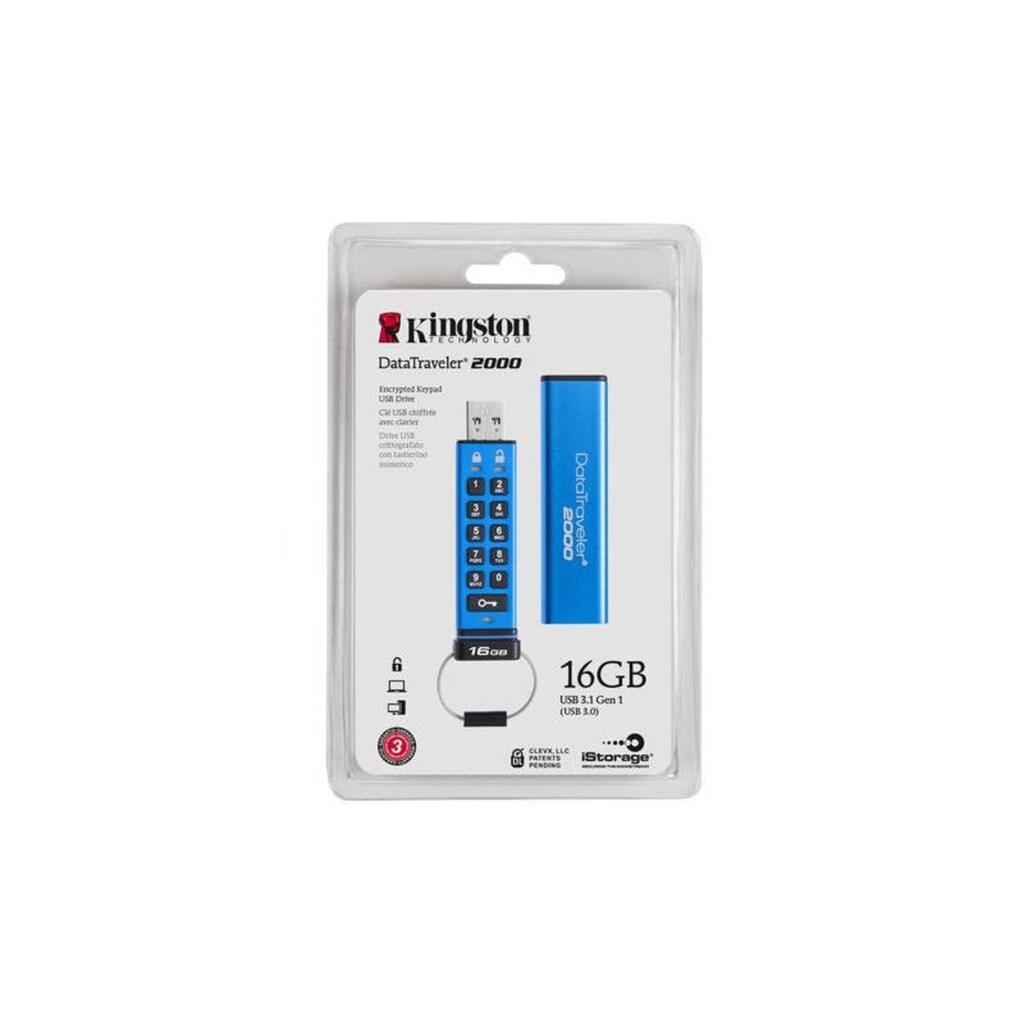 Kingston USB-Stick »DataTraveler 2000 Keypad USB 3,0 4 GB«, (Lesegeschwindigkeit 80 MB/s)